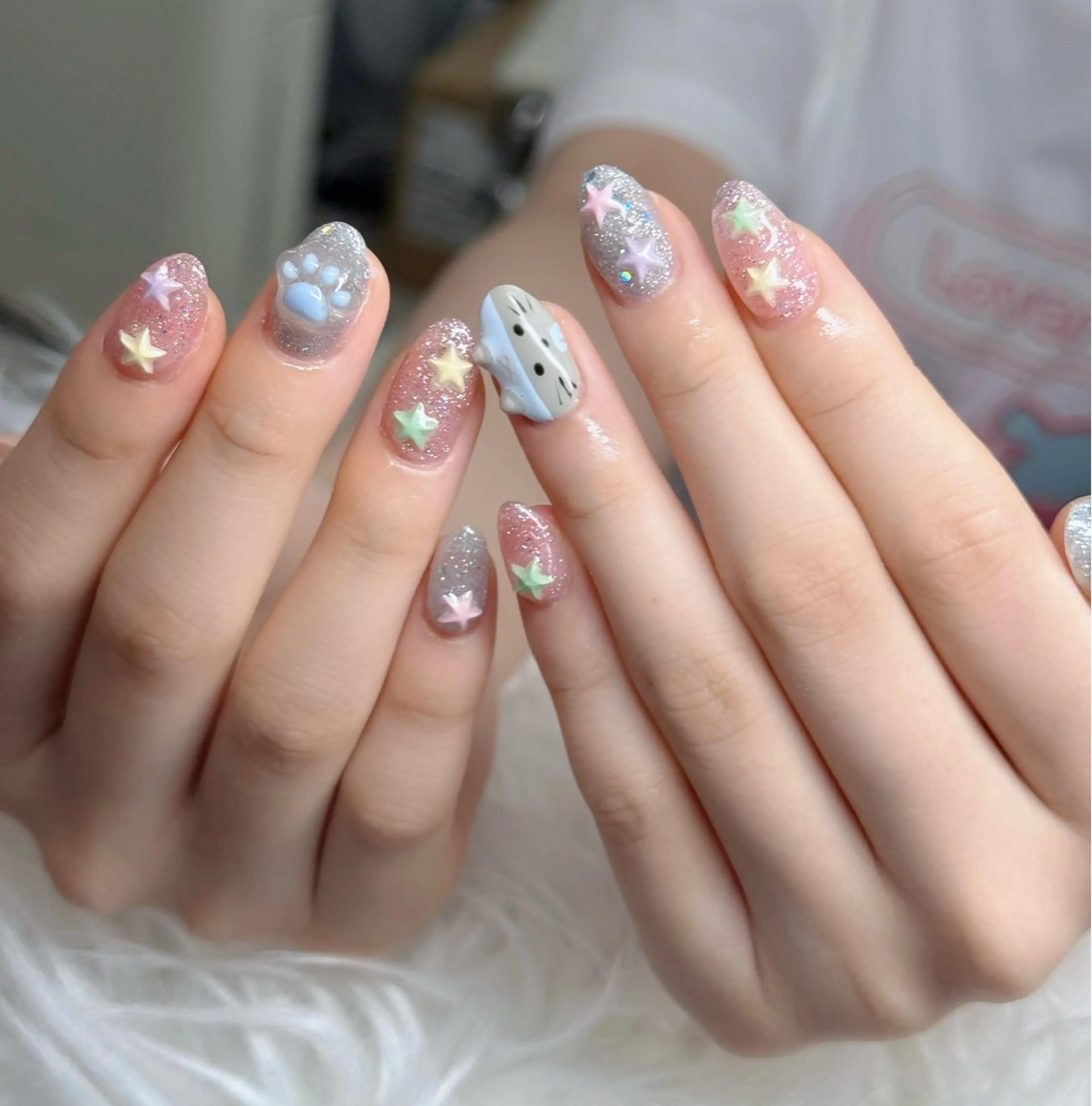 ネイル ロングネイル マグネットネイル リボン 夏ネイル スーパーロングネイル ハンドネイル Hani nailsalonのネイルデザイン