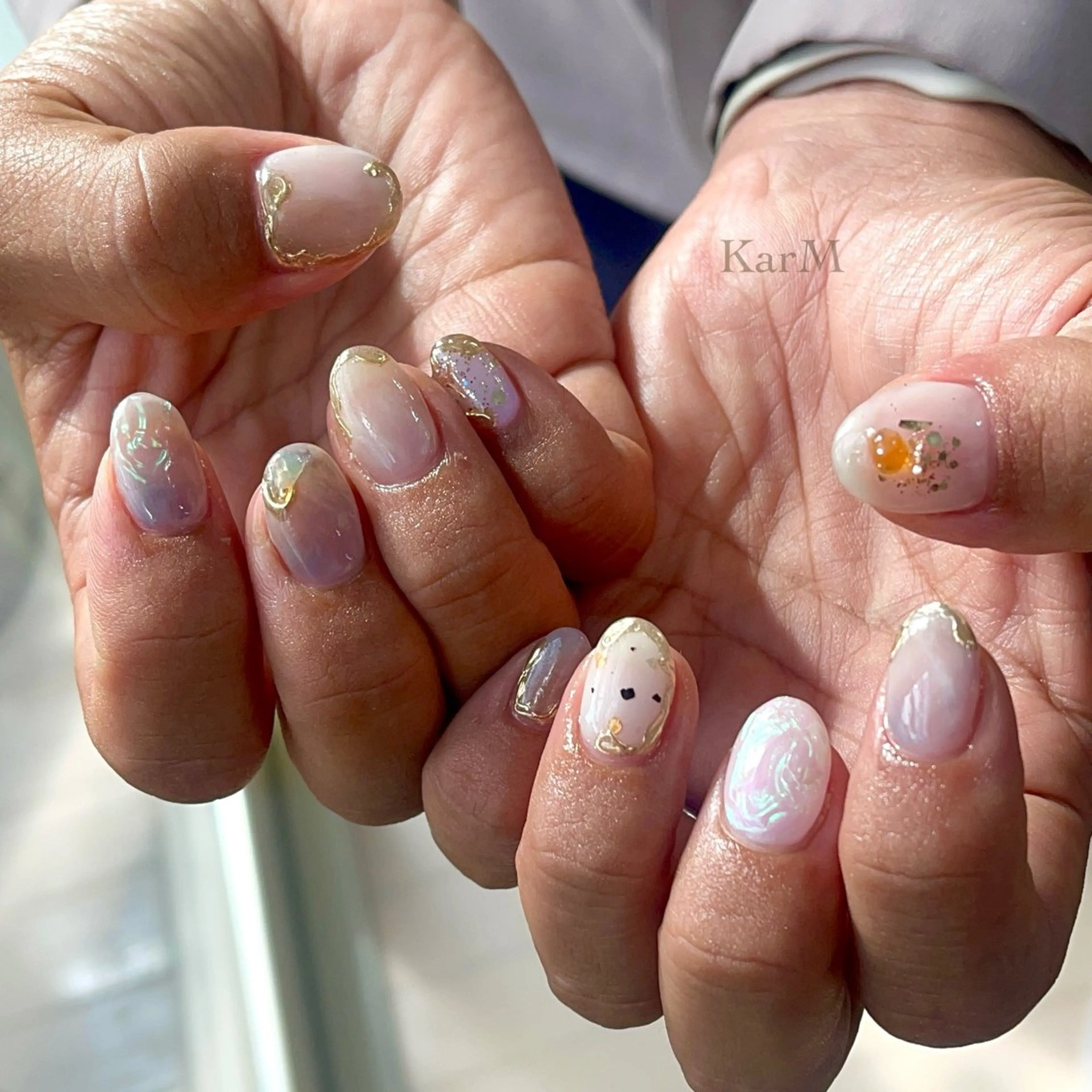 ネイル オーロラネイル チークネイル フラッシュネイル フレンチネイル グラデーション ハンドネイル ogino karinのネイルデザイン