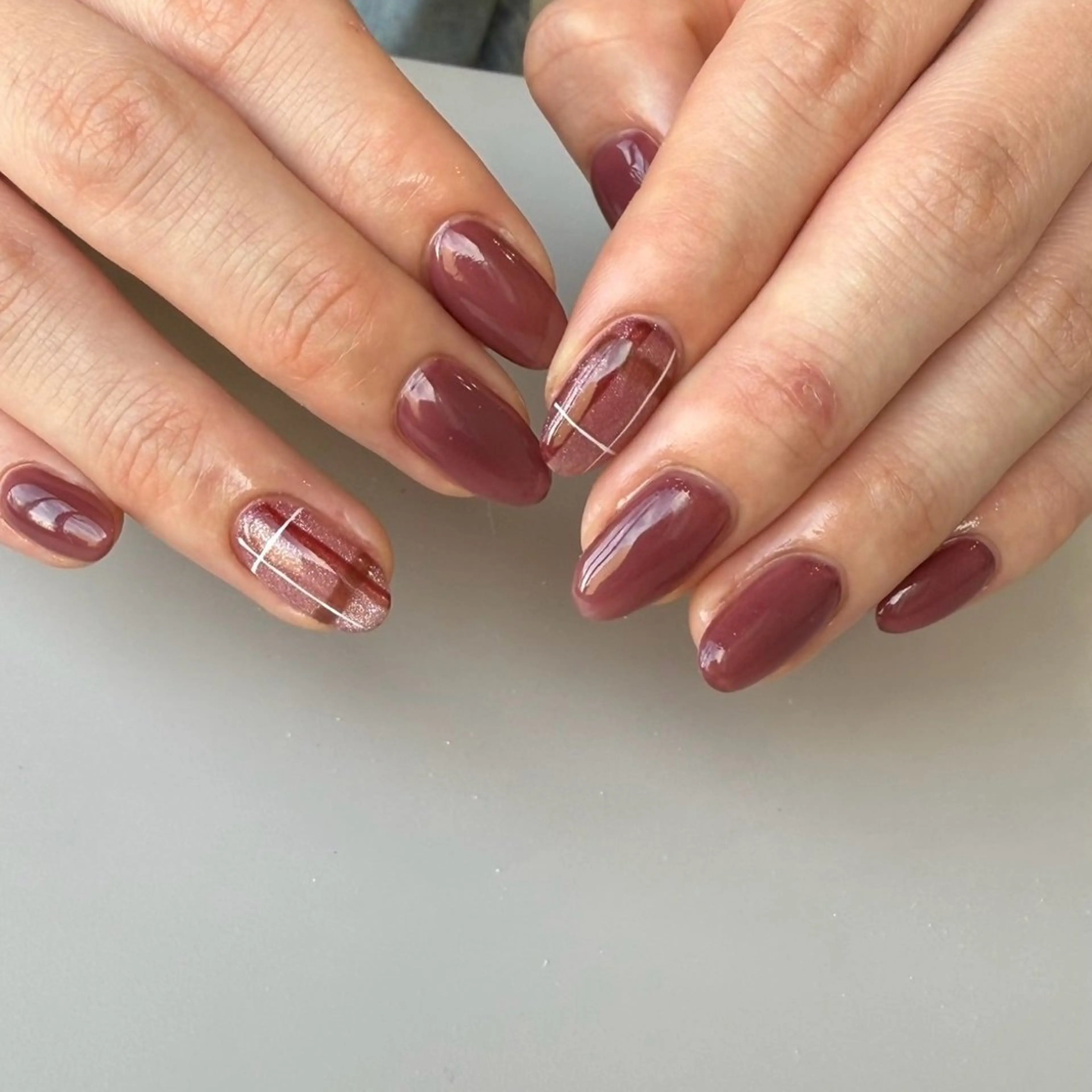 ネイル ブラウン ピンク 冬ネイル ハンドネイル nail‪◯ petitnanoのネイルデザイン