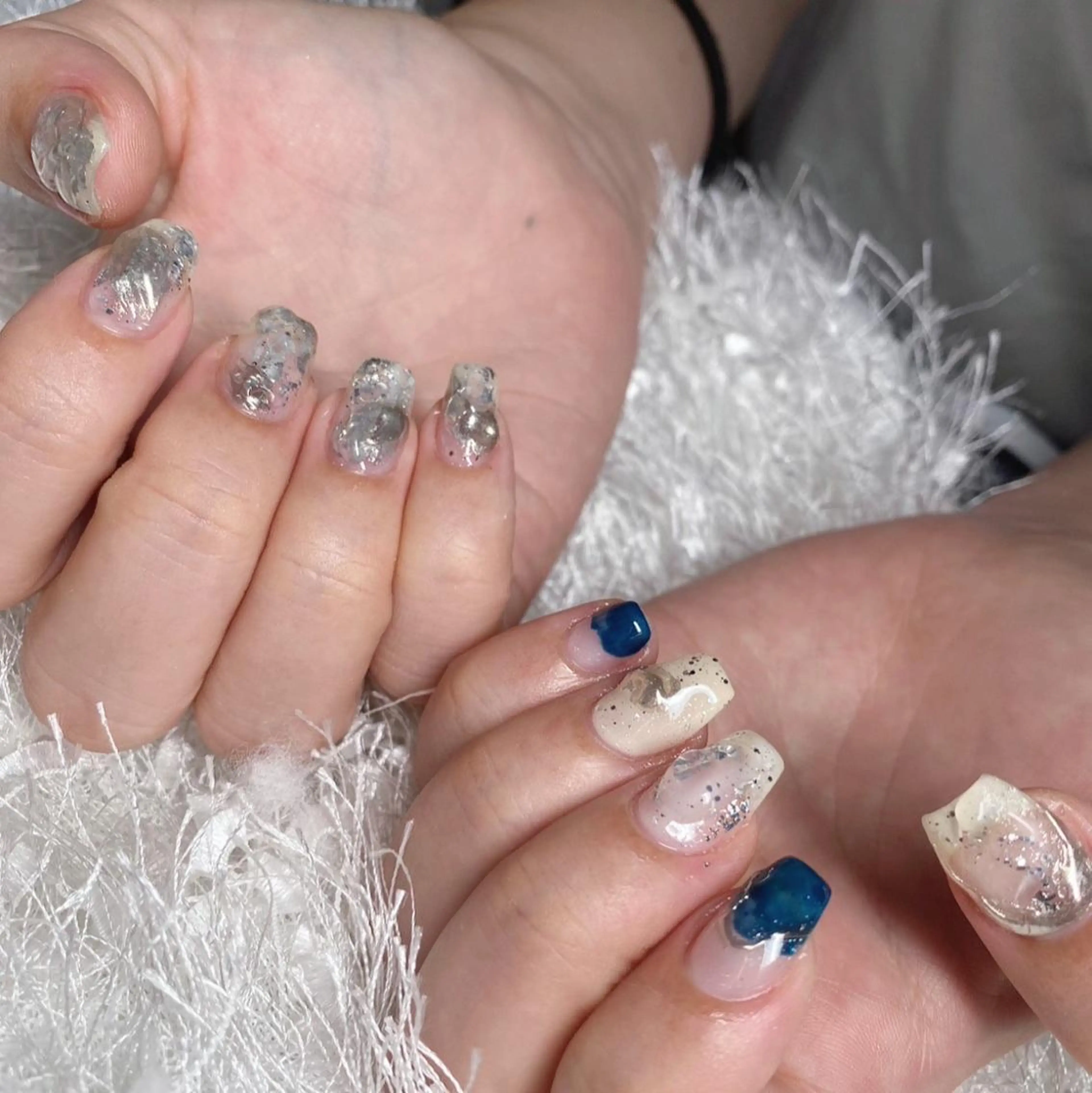 ネイル オーロラネイル 長さ出し ジェルネイル グラデーション 韓国ネイル ハンドネイル Nail&eye Belire 新宿のネイルデザイン