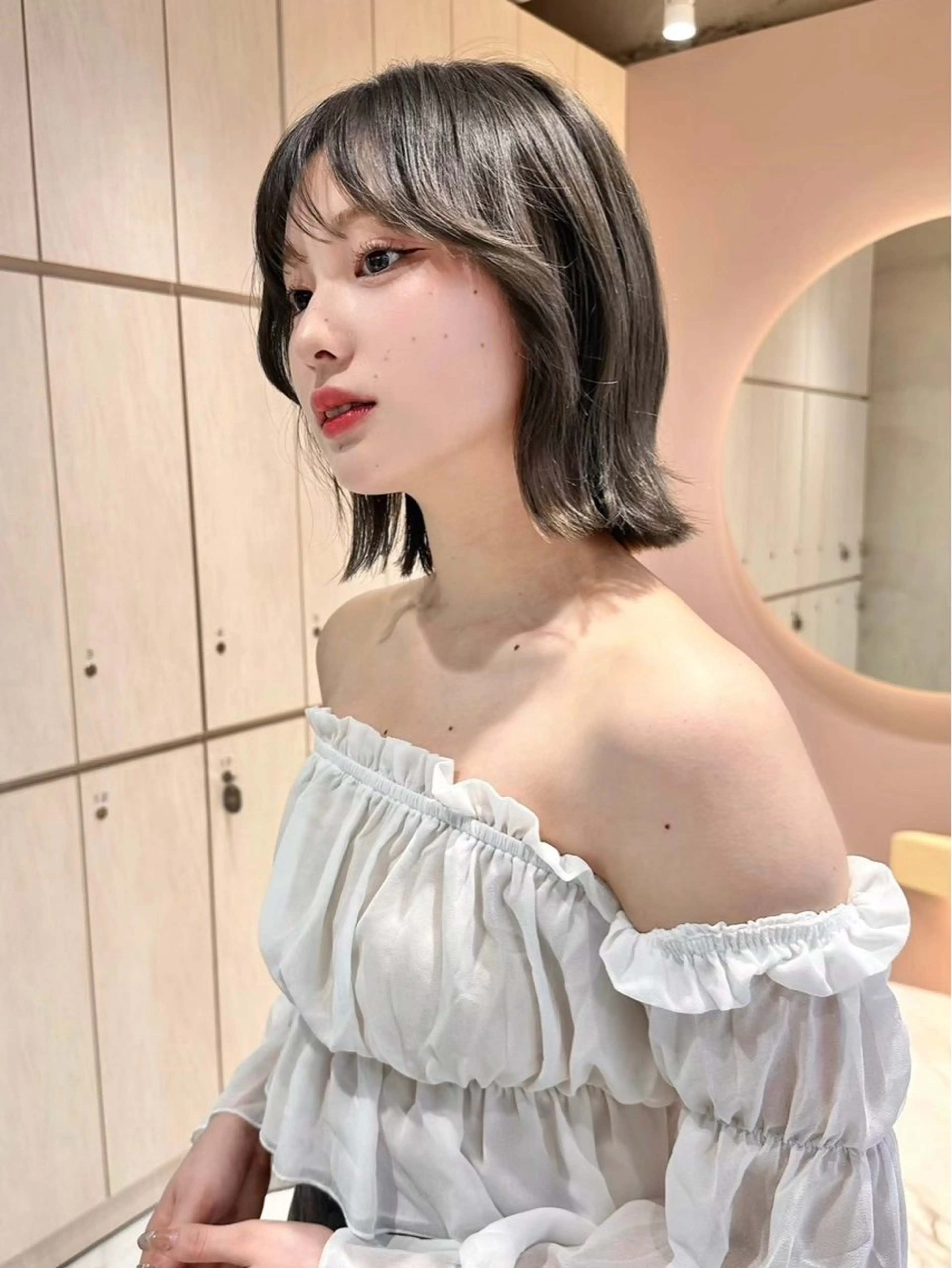 ショート カラー 透明感カラー ダブルカラー 顔まわりレイヤー 韓国風ヘア レイヤーカット ブリーチなし髪質改善 韓国ヘア　柏崎颯刀のヘアスタイル