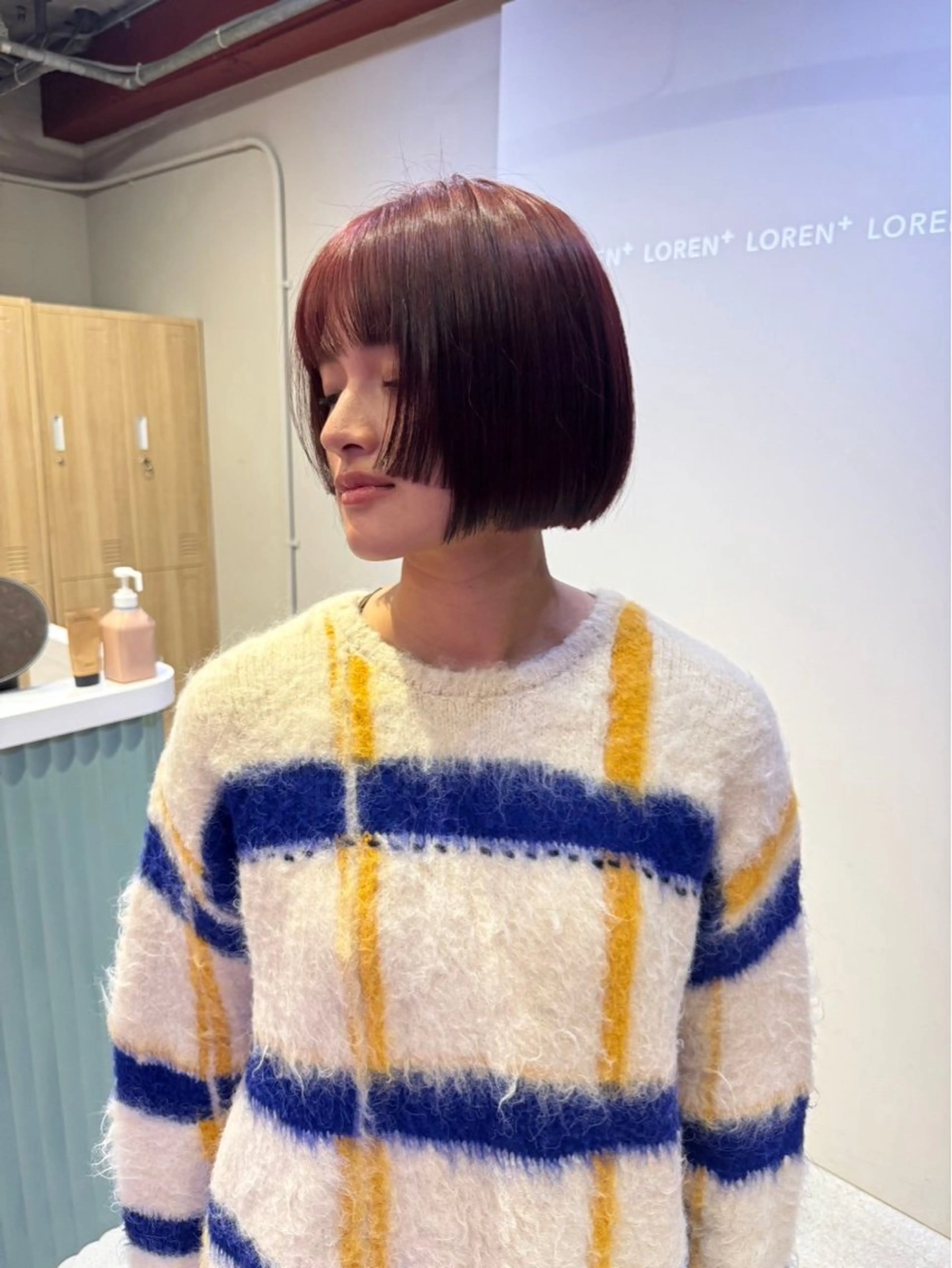 ミディアム 顔まわりレイヤー 顔周りカット レイヤーカット LOREN＋透明感 オリーブhirokoのヘアスタイル