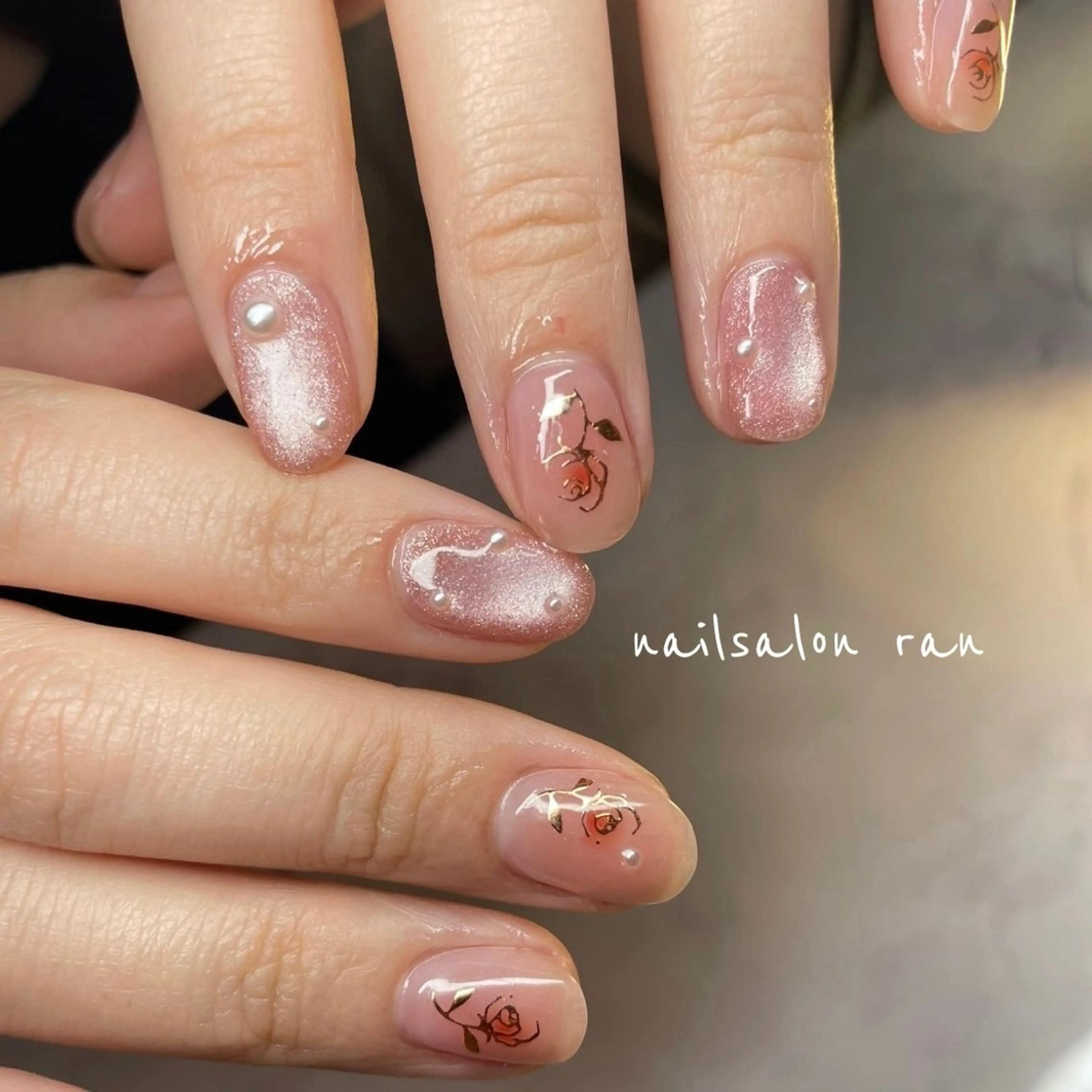 ネイル マグネットネイル ピンク nailsalon ranのネイルデザイン