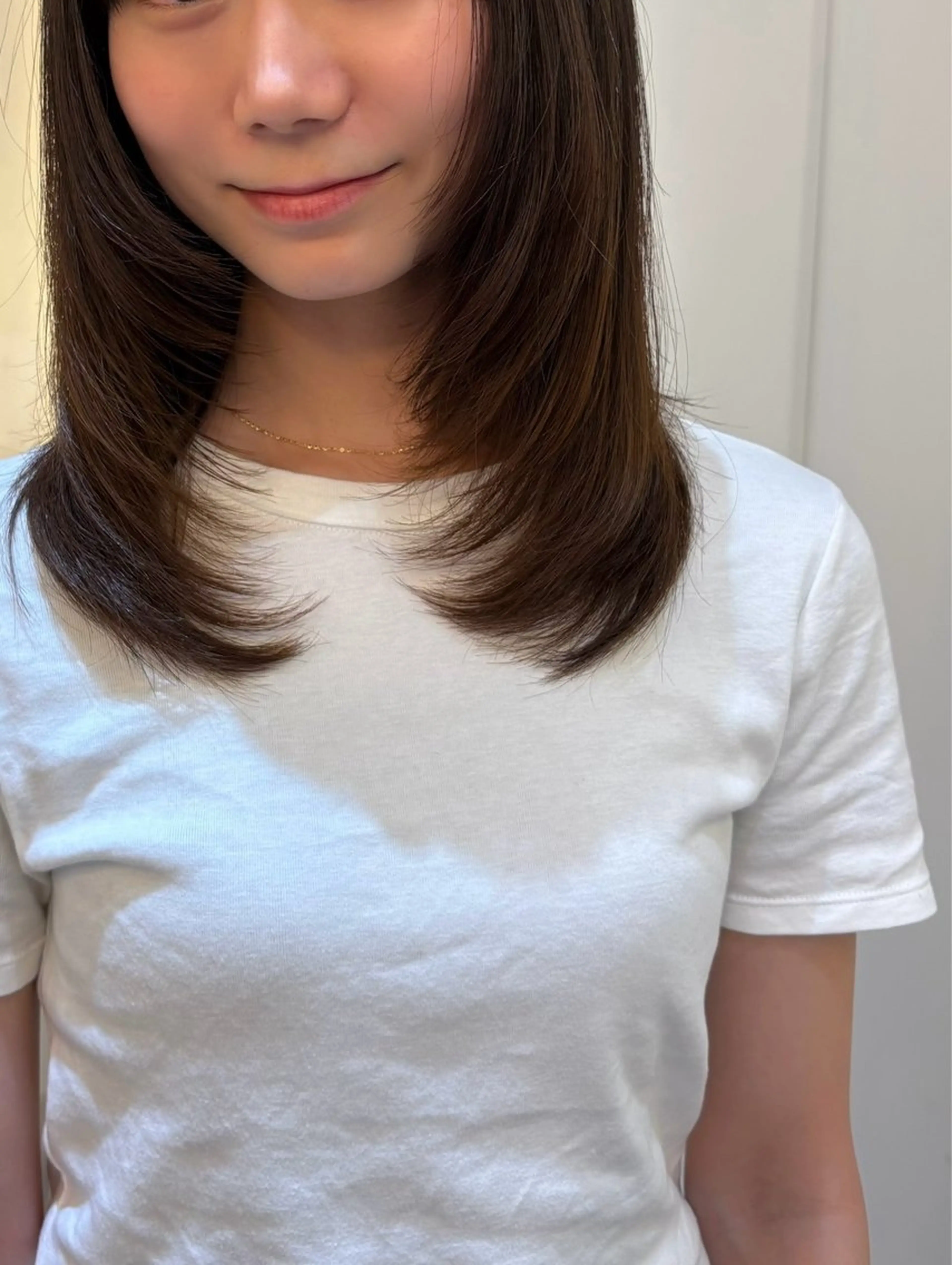 ミディアム 韓国風ヘア レイヤーカット カット nok所属・レイヤー/ベージュ/ どますず🌺のヘアスタイル