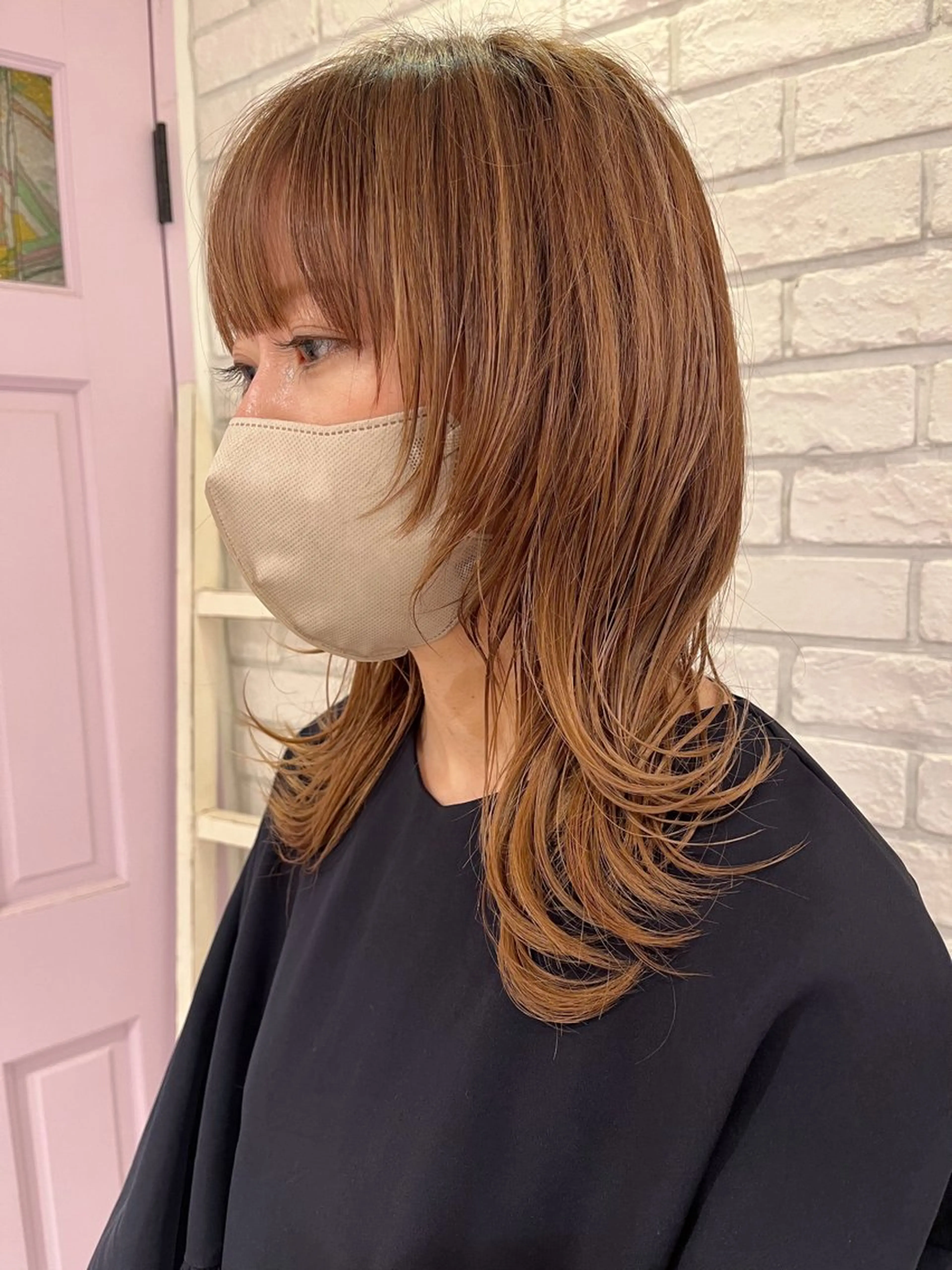 ミディアム カラー カット ヘアカラー 尾崎隼大 レイヤー/韓国ヘアのヘアスタイル