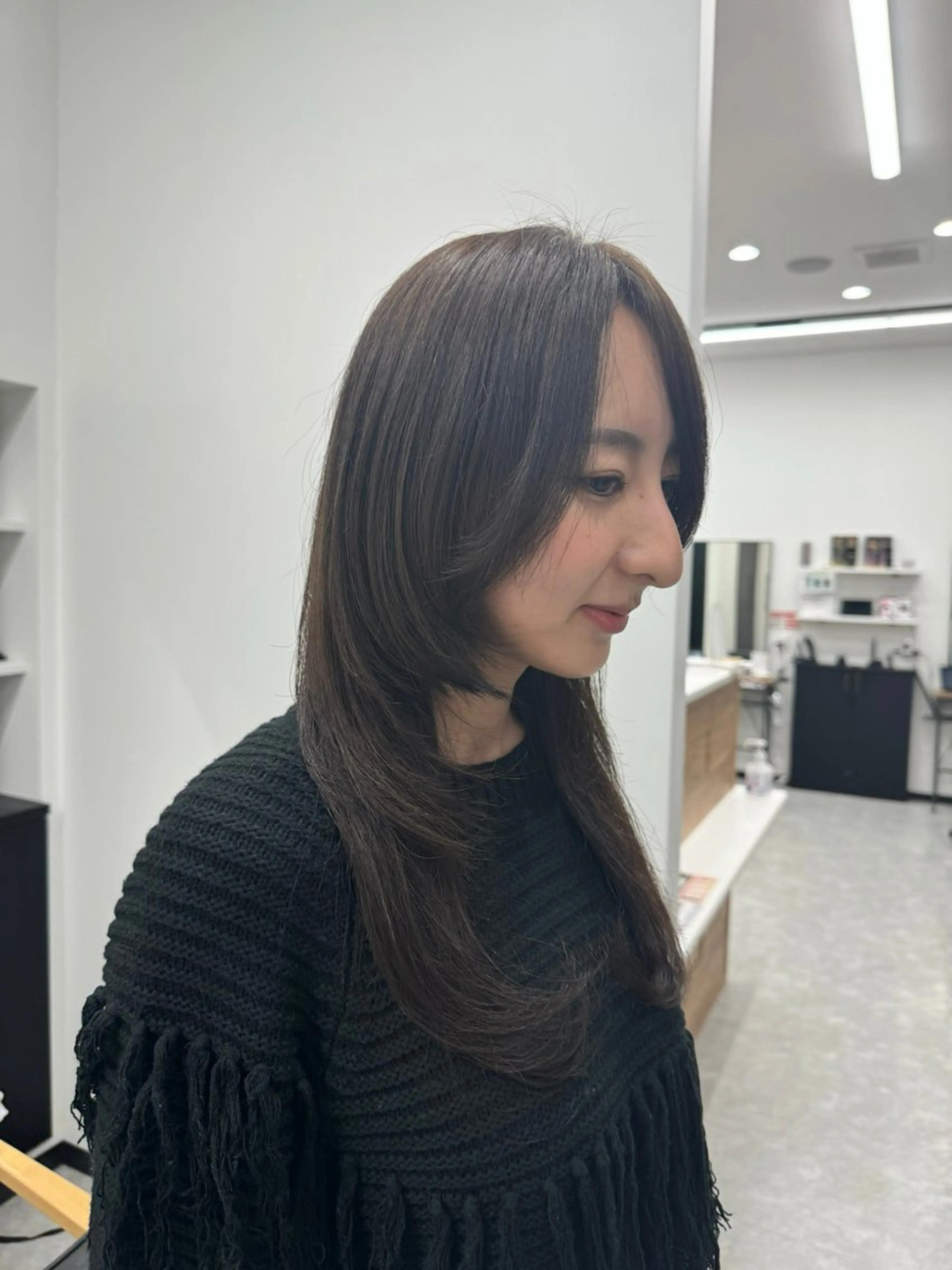 ロング カラー 𝘀𝗮𝗲/柏の葉 / パーマモデルのヘアスタイル
