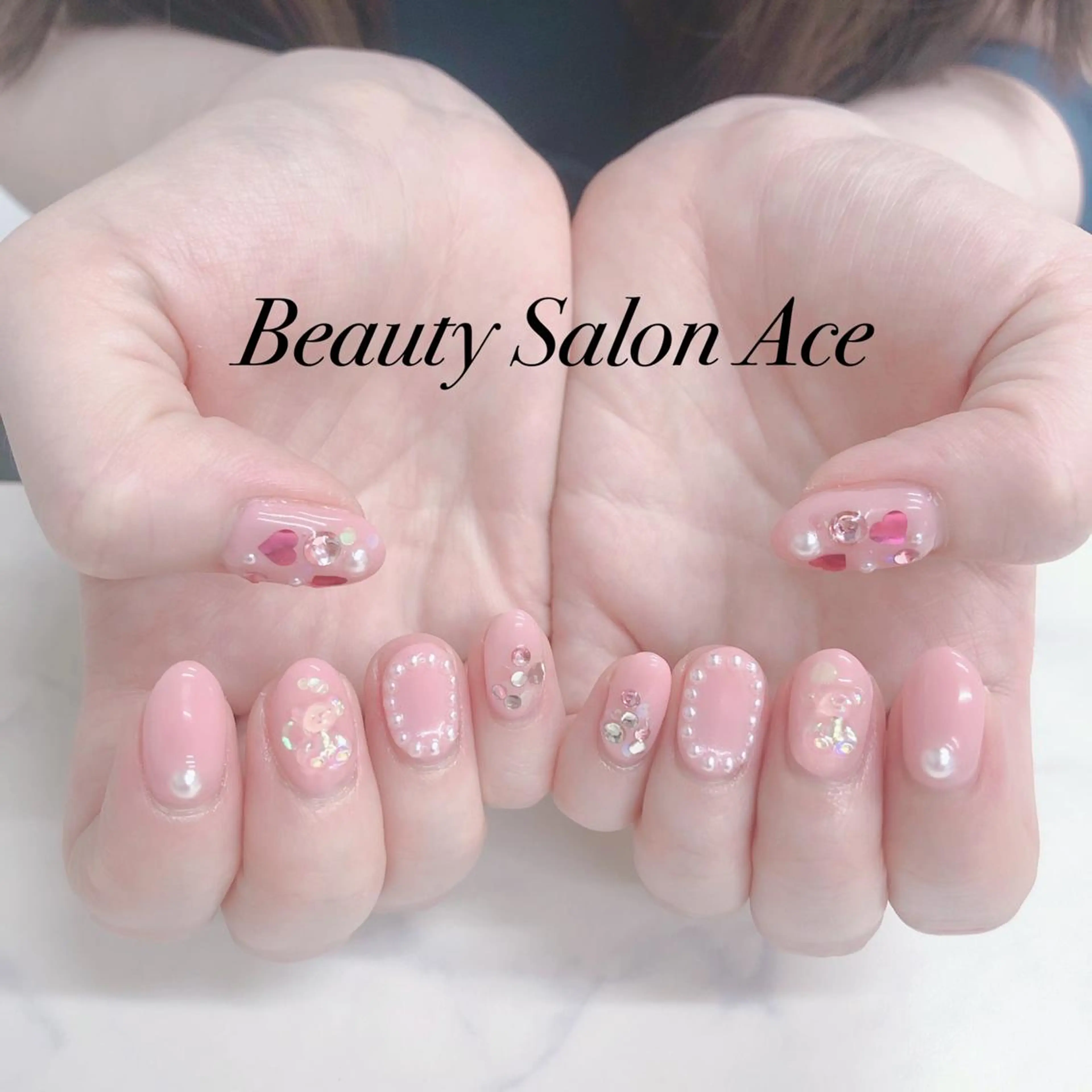 ネイル ハート メンズネイル 春ネイル Beauty Salon Ace(ネイルサロン エース)所属・池袋フィルイン Ace♡長さだしのネイルデザイン