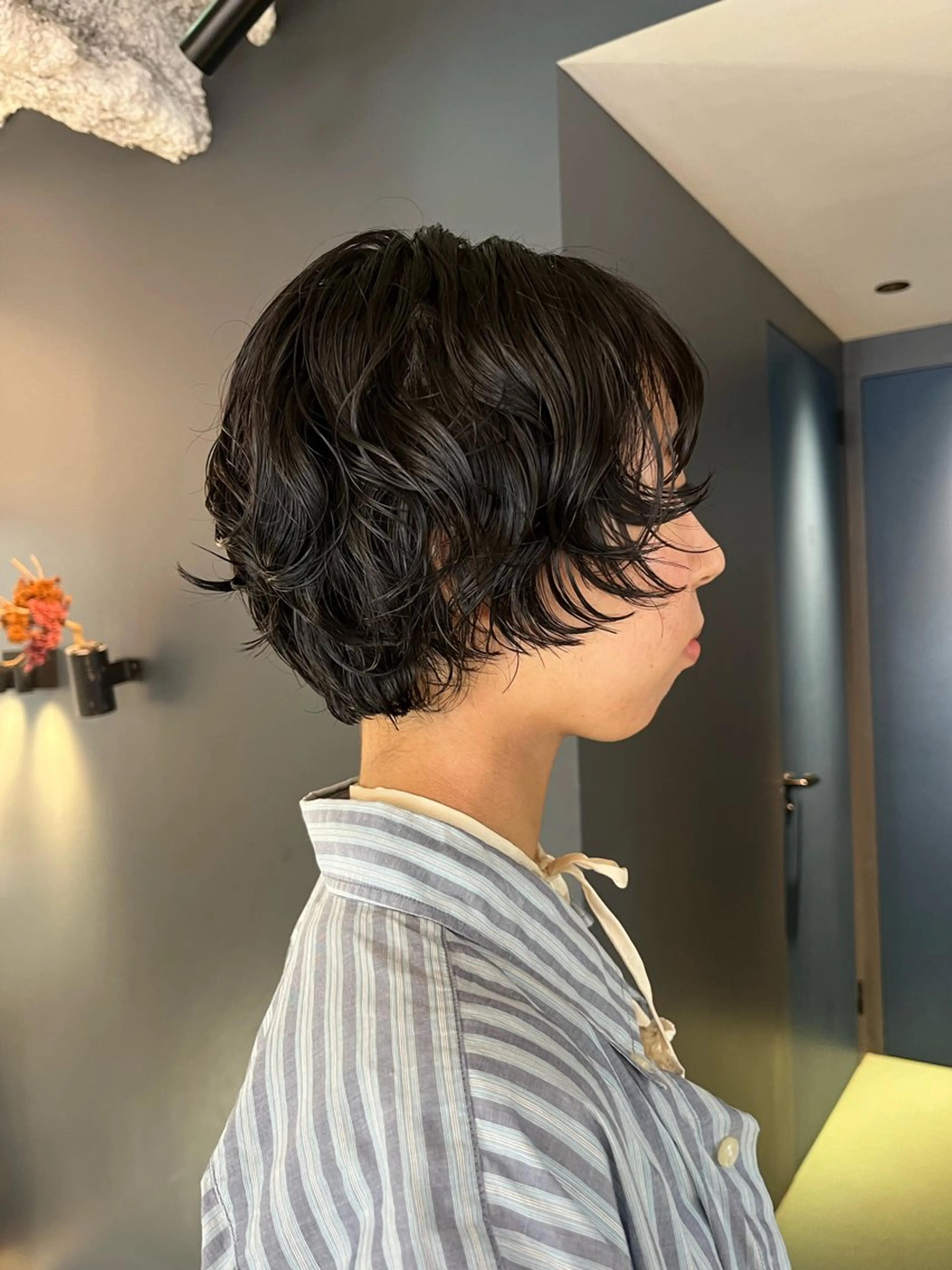 ショート パーマ ショートボブ ボブ ショートヘア デザインカラー 原宿/キシタのヘアスタイル