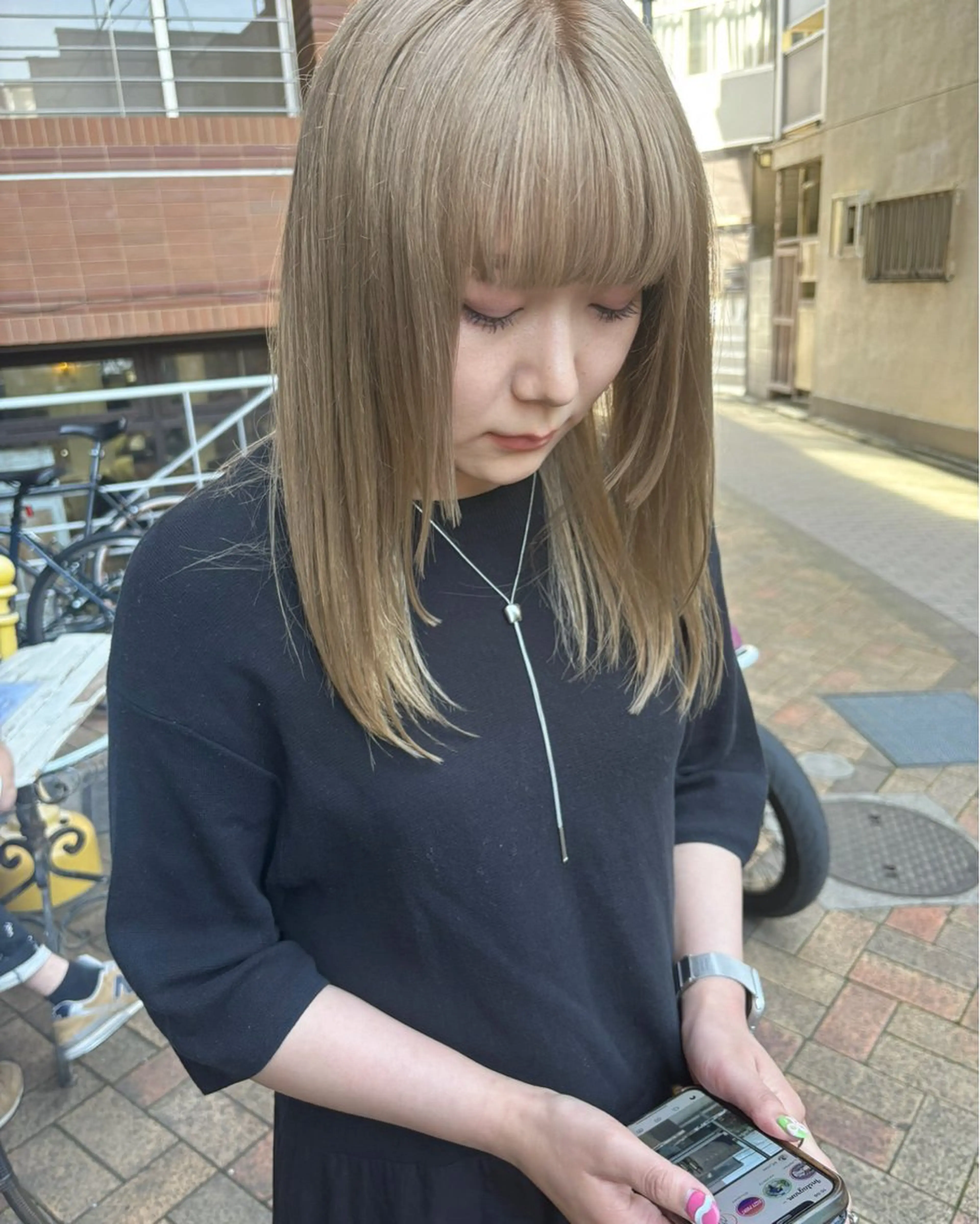 ミディアム カット ヘアカラー トリートメント RUKA 美容院×ネイリストのヘアスタイル