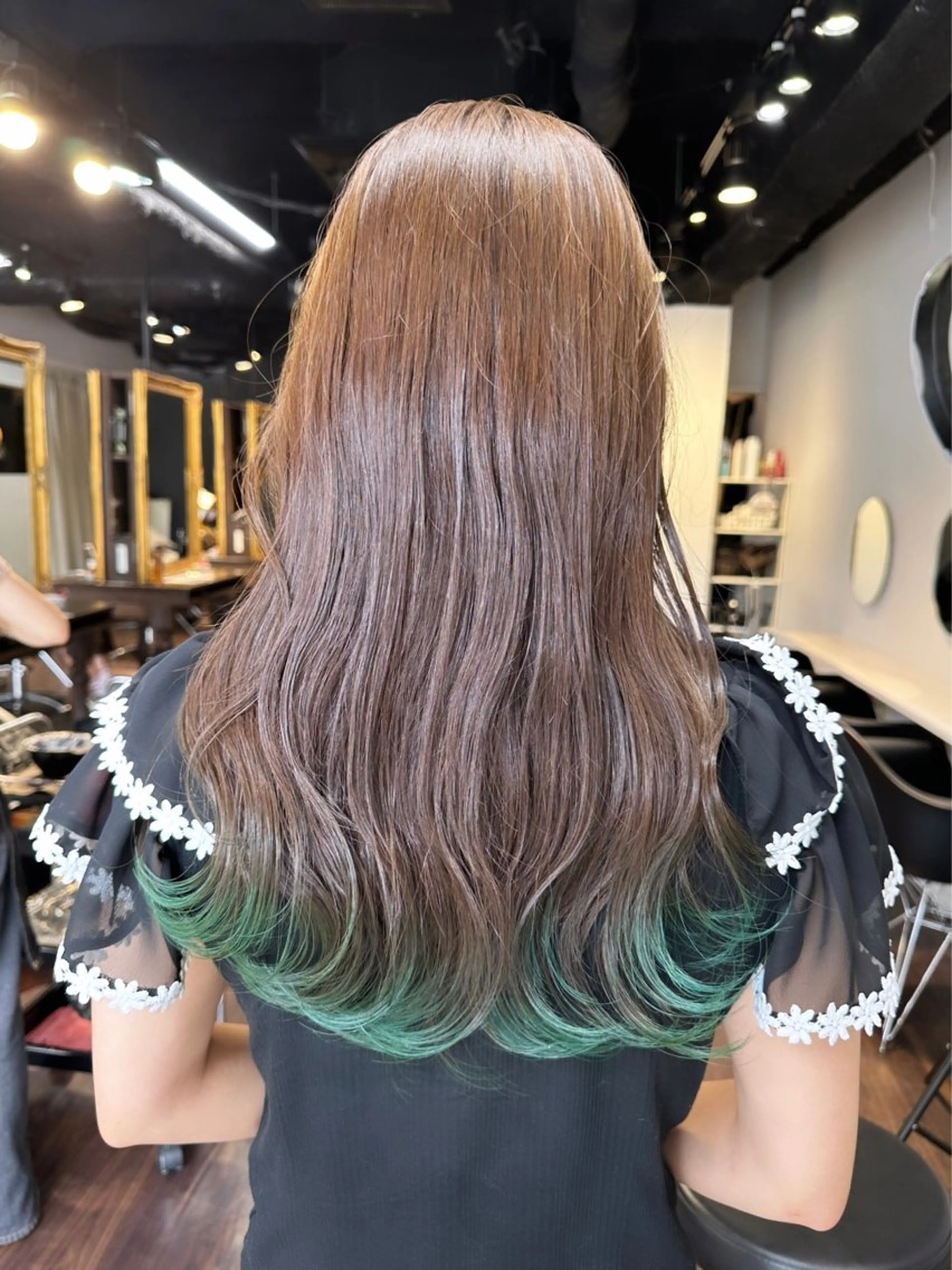 ロング カラー カット ヘアカラー トリートメント 心斎橋ダブルカラー ボブ/レイヤーのヘアスタイル