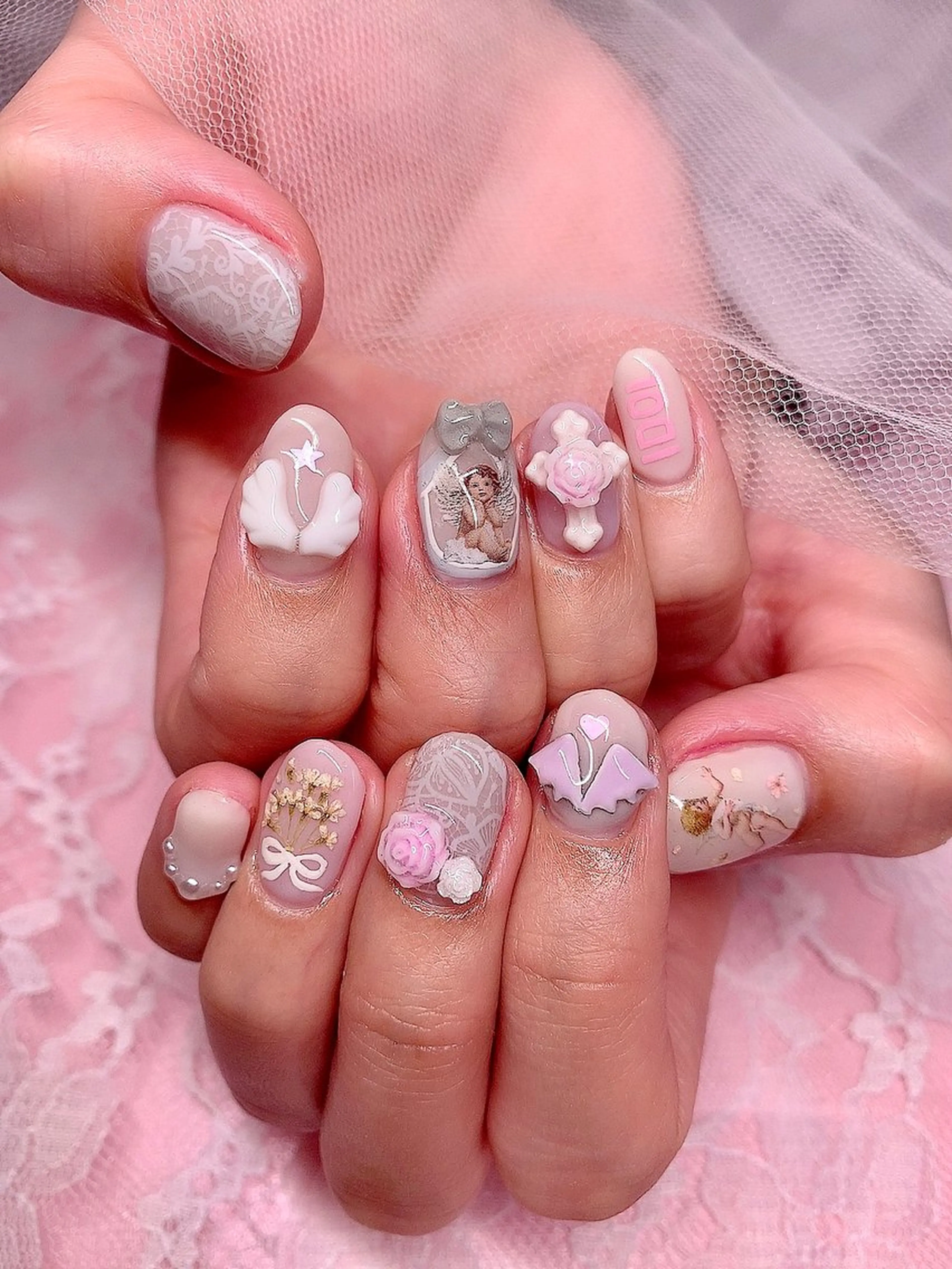 ネイル アートネイル キラキラネイル 韓国ネイル 持ち込み ぷっくりネイル シェアサロンLei.g(レイジー)所属・3Dアートネイル💗 都築レナのネイルデザイン