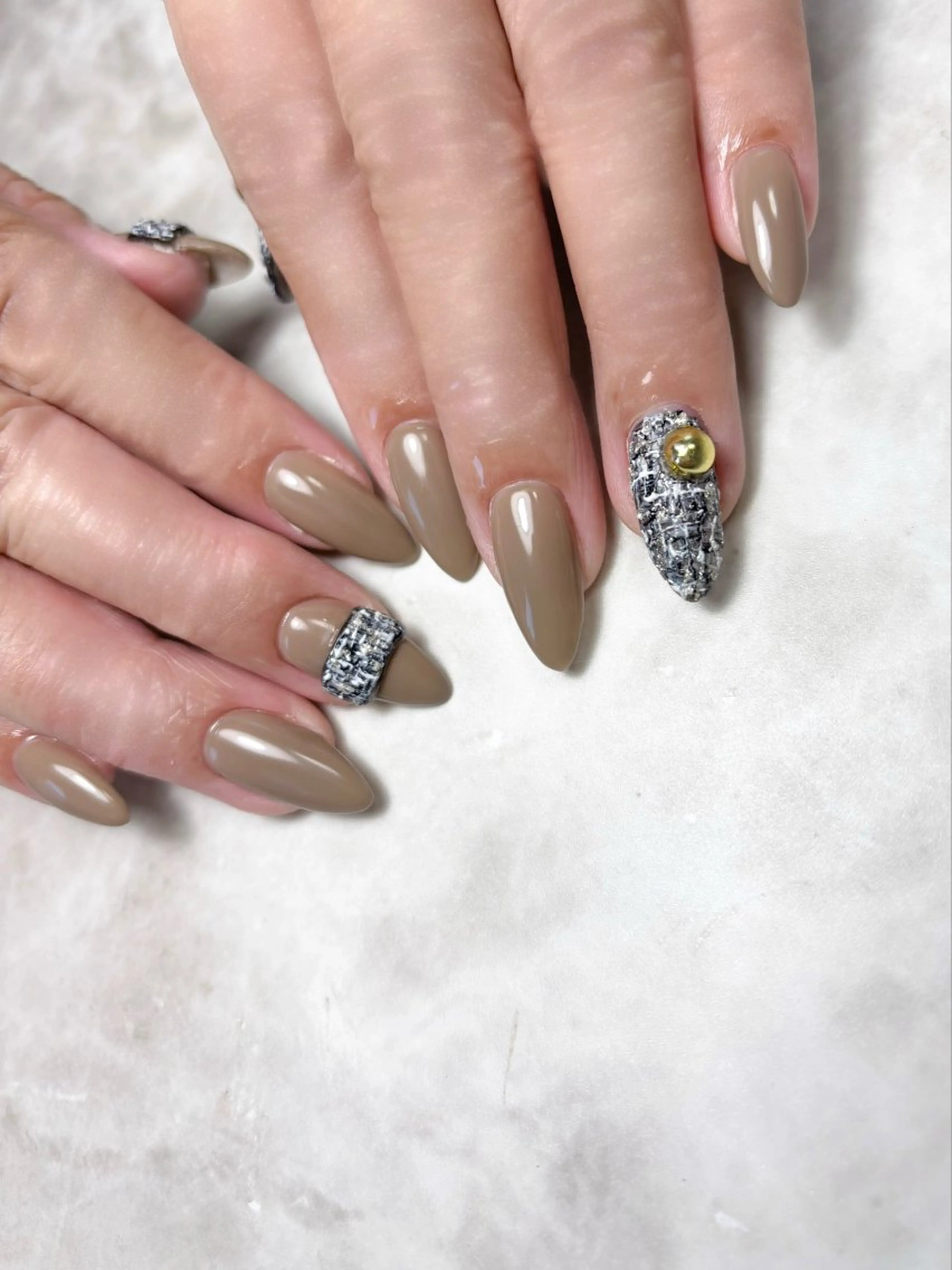 ネイル ツイードネイル Nailsalon E's cafeのネイルデザイン