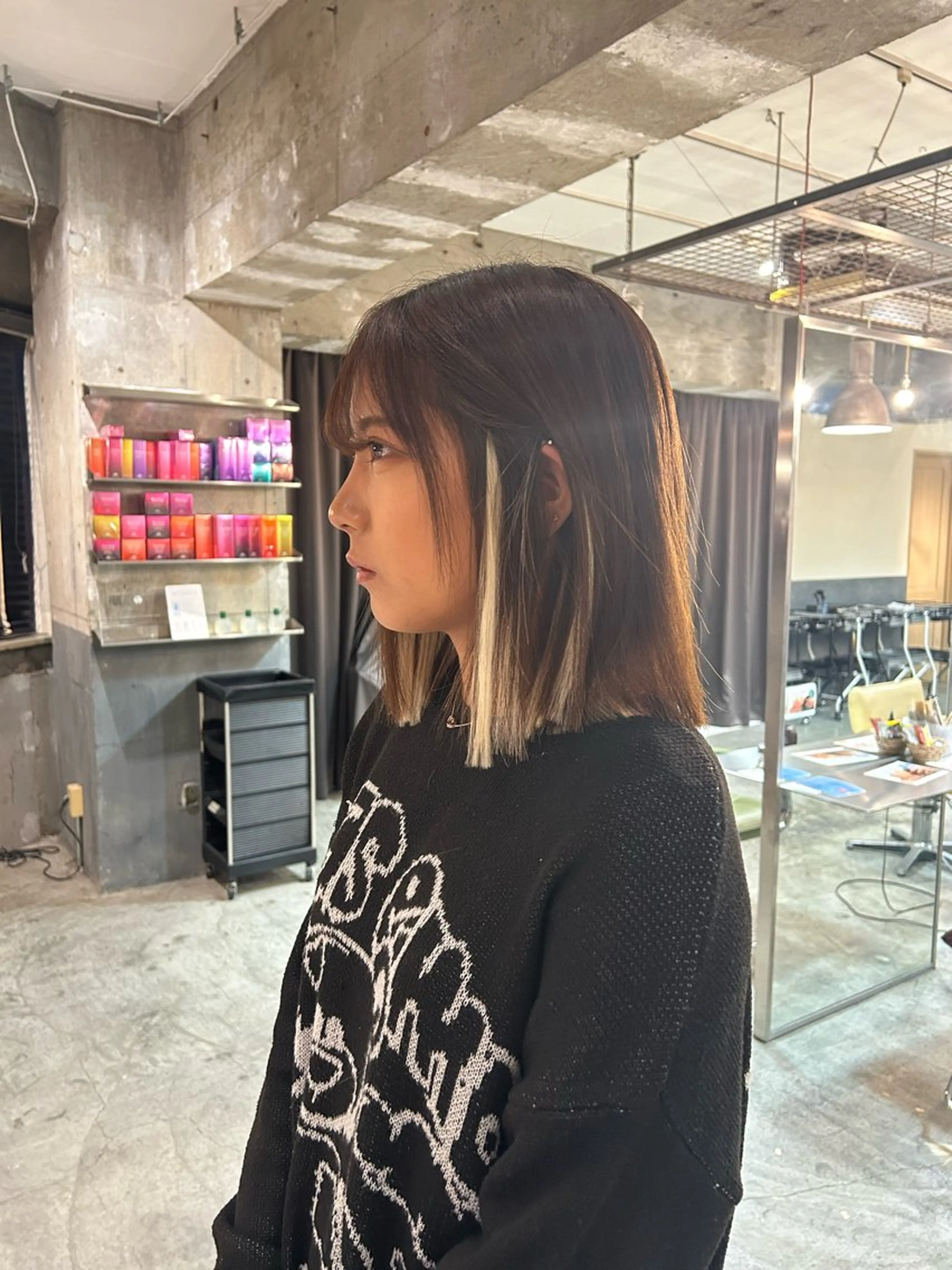 セミロング カラー エクステ エクステ keen 立川のヘアスタイル