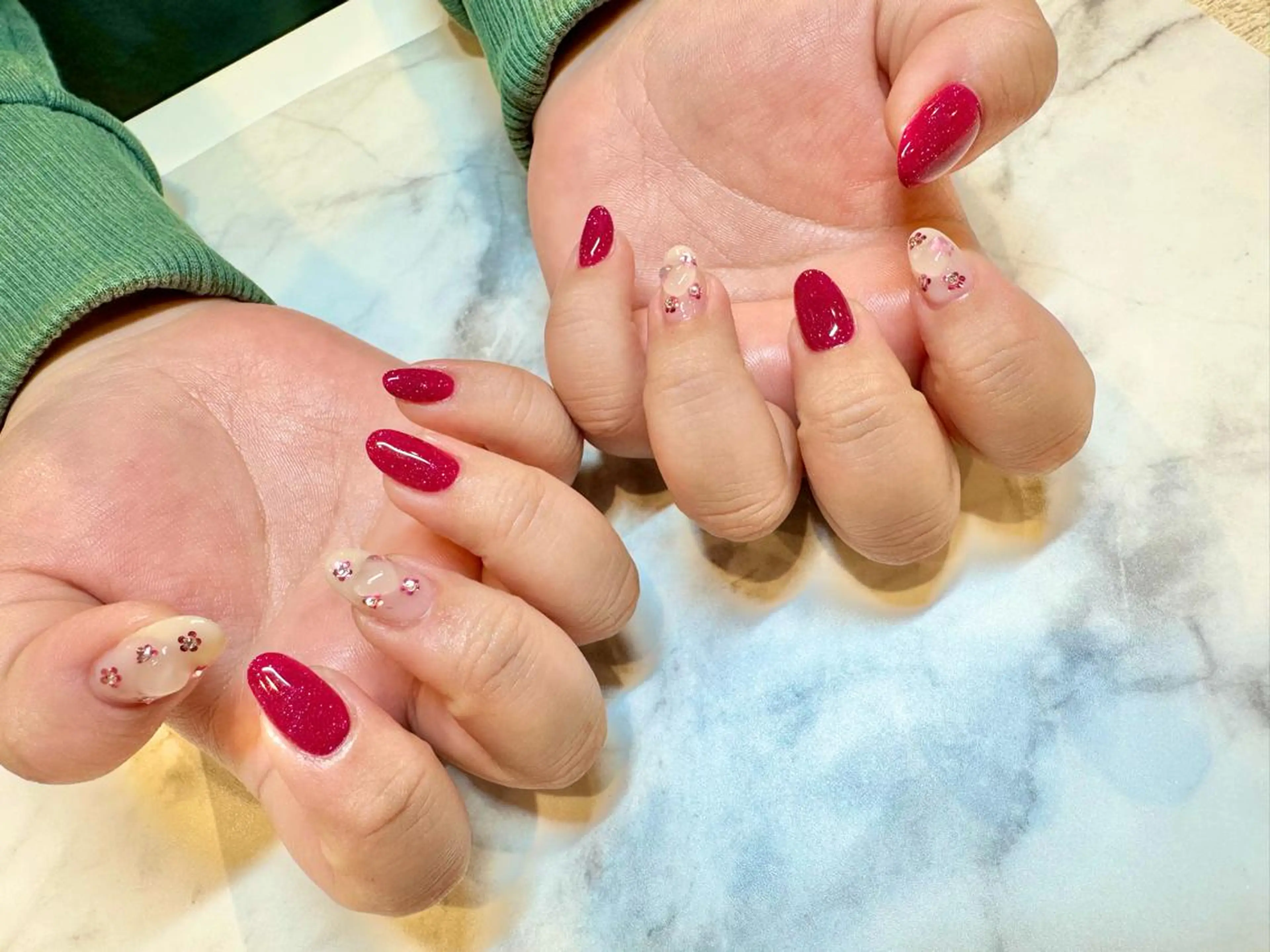 ネイル ハート ロングネイル メンズネイル 持ち込み スカルプネイル Bianca名駅 🪼店長sagawaのネイルデザイン