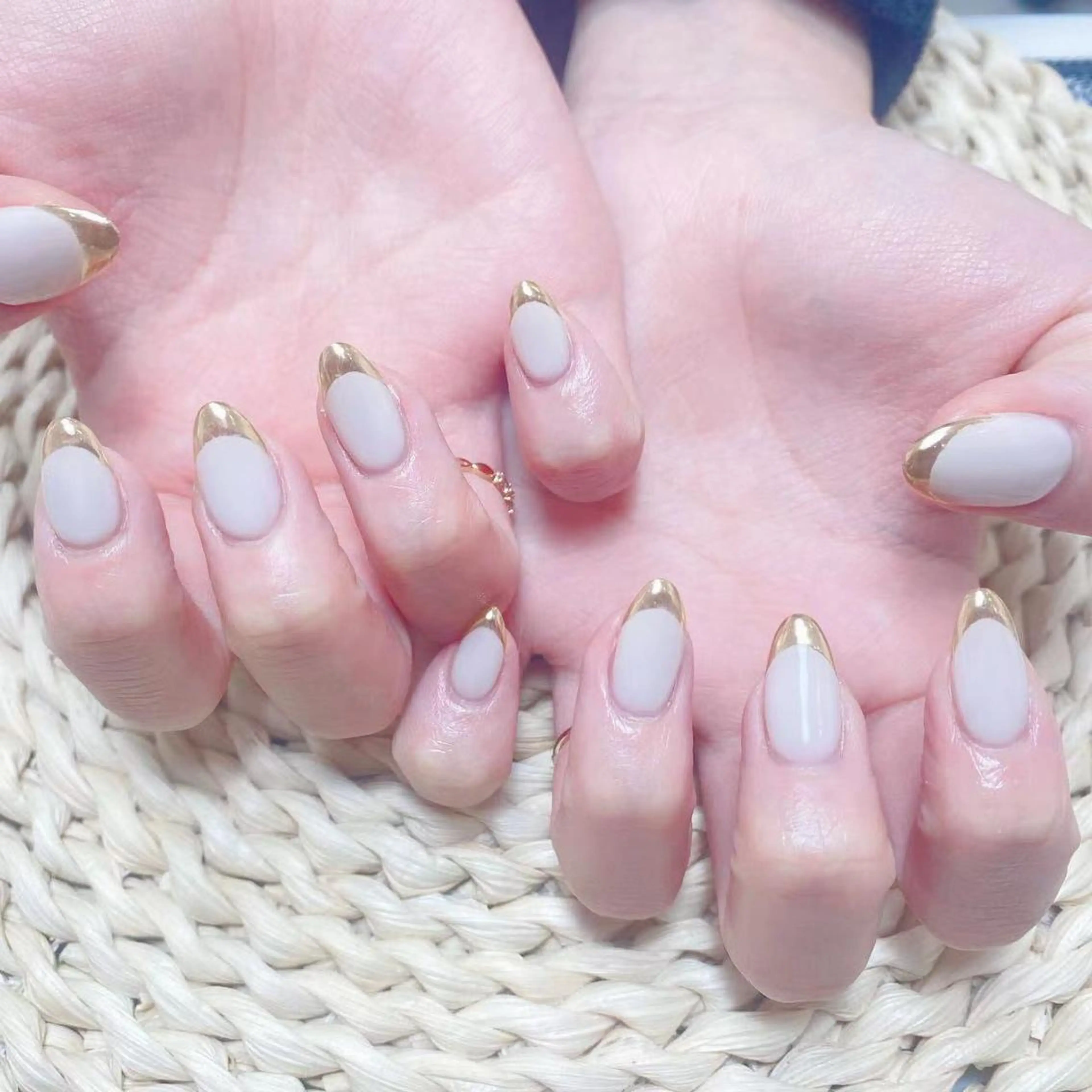 🐻6月限定🐻🌸ハンド⭐️ガラス/ミラー/マグネットフレンチ⭐️の写真