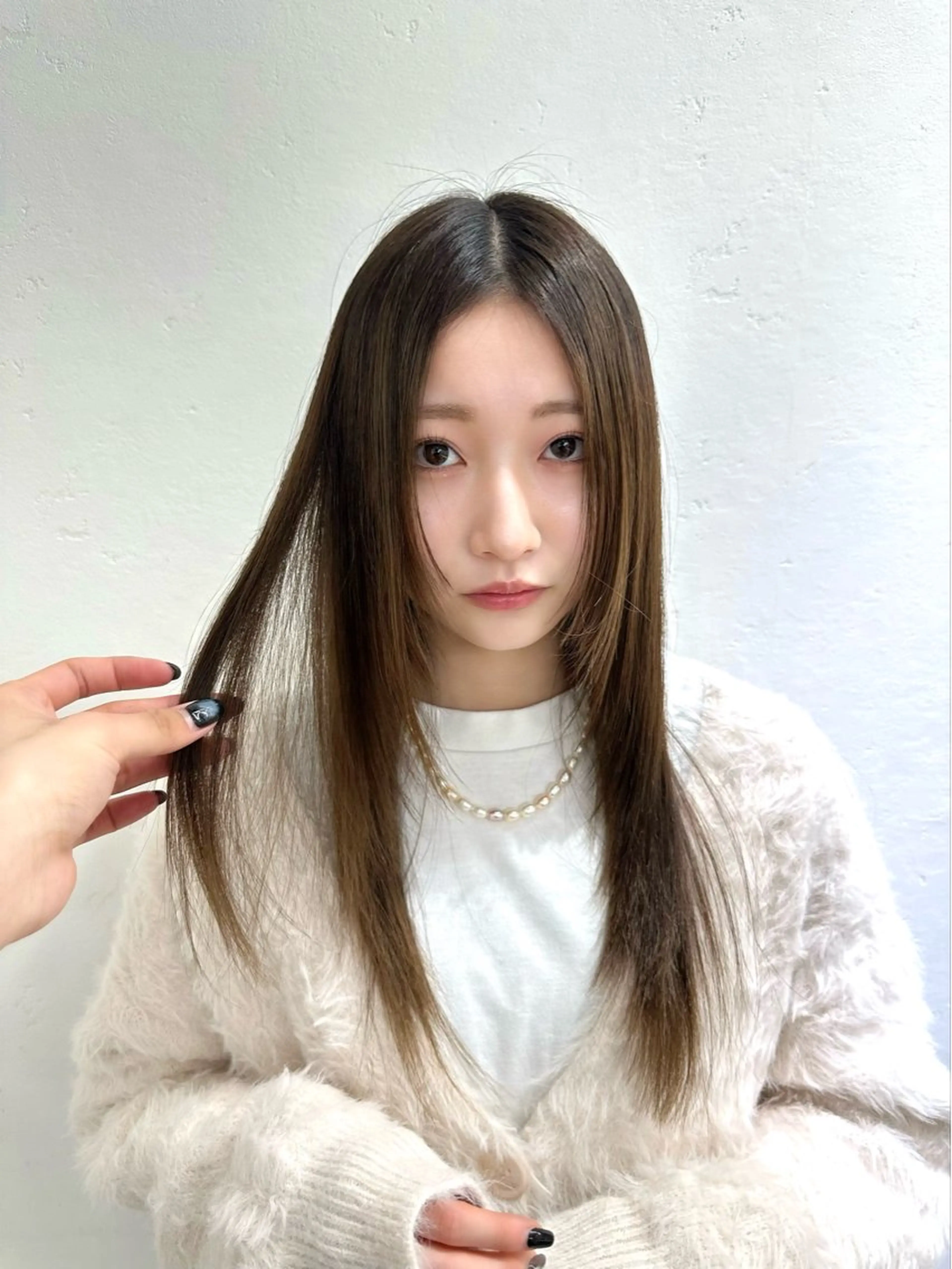 ロング カット トリートメント ヘッドスパ レイヤー 顔周り グレージュ/添田晃基のヘアスタイル