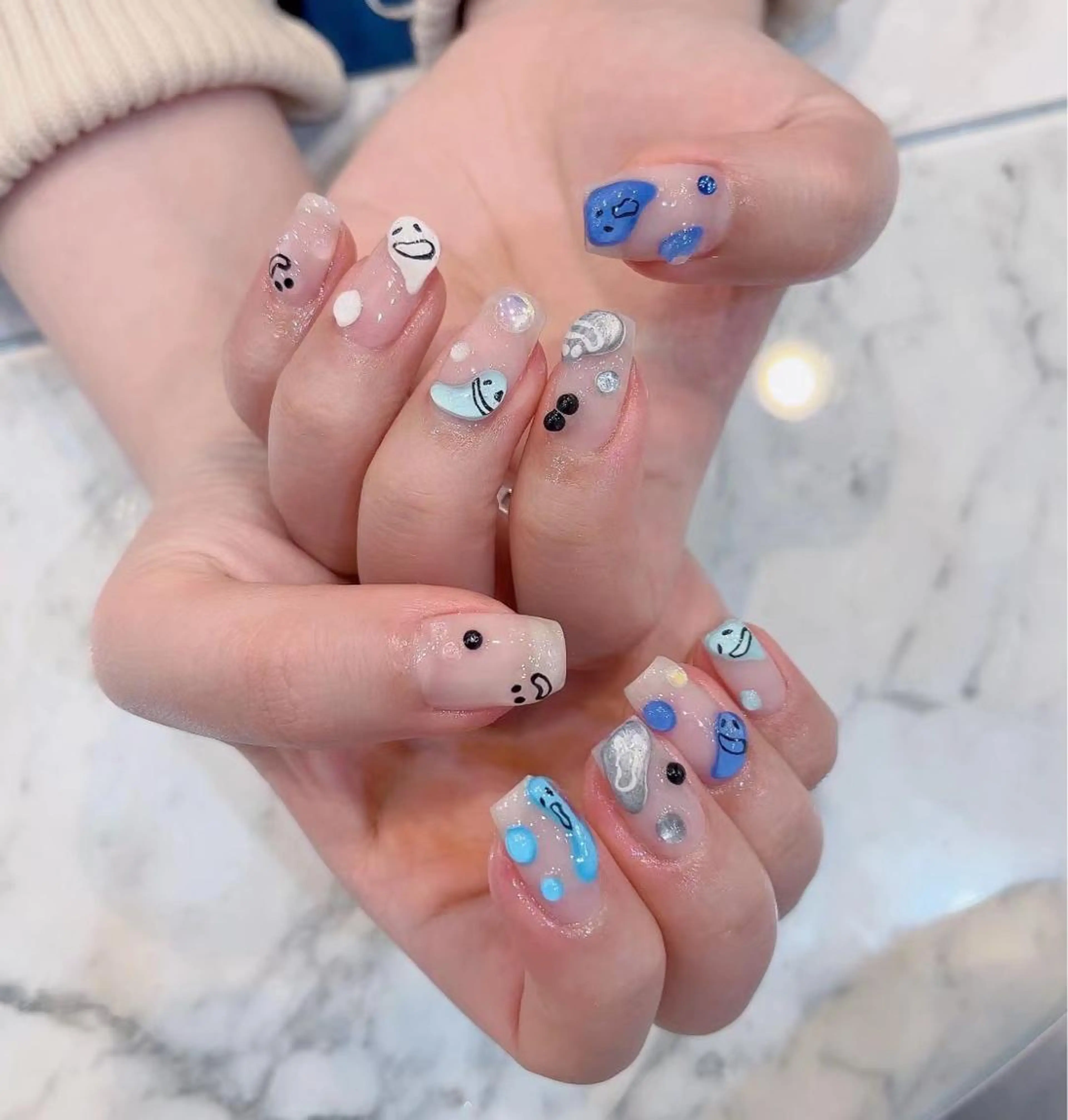 ネイル ブルー クリアネイル Babarla Nailのネイルデザイン