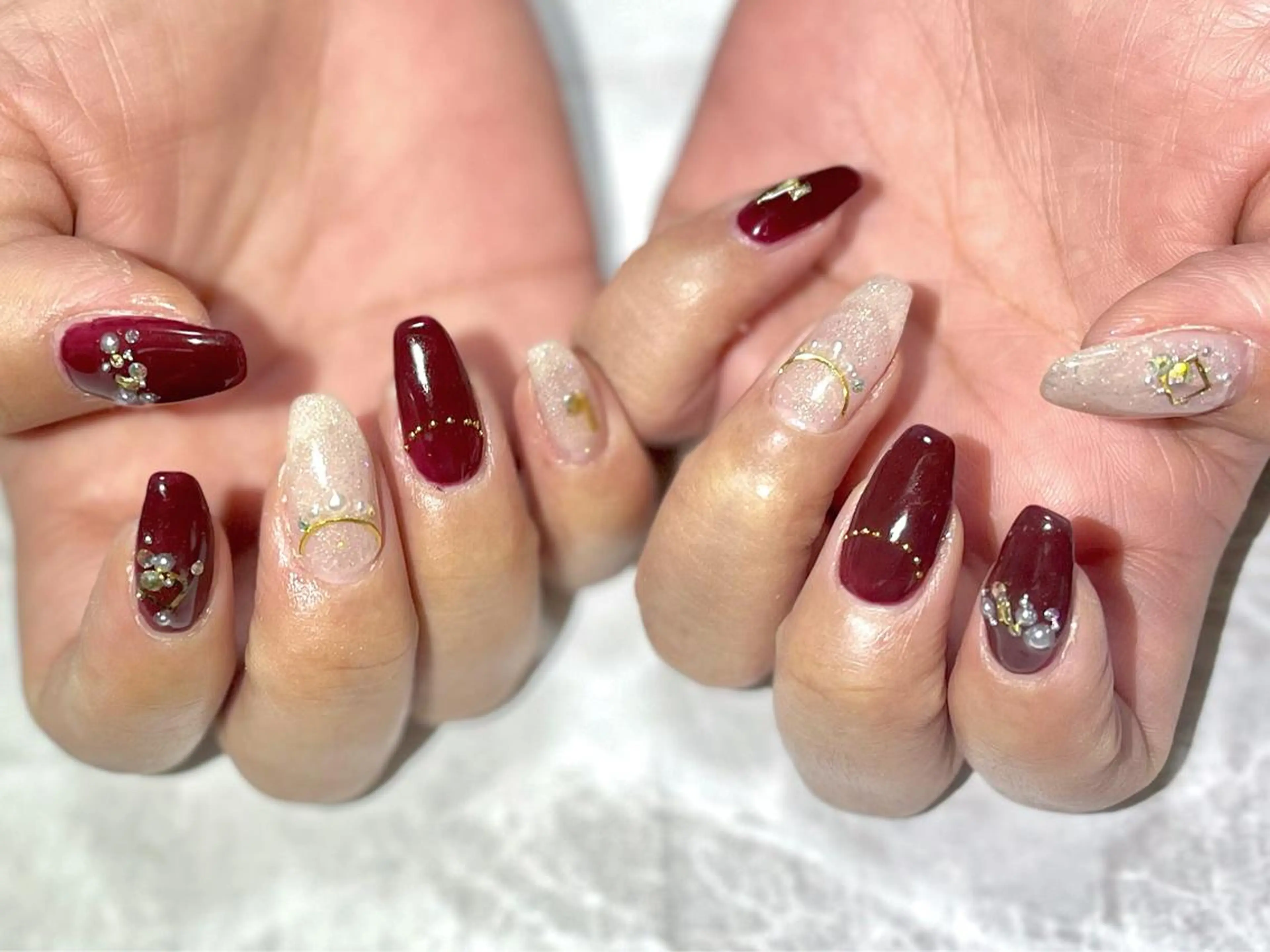 ネイル ボルドー フットネイル ニュアンスネイル シンプルネイル 春ネイル ネイル フフラ所属・nail fufla ♡yamane♡のネイルデザイン