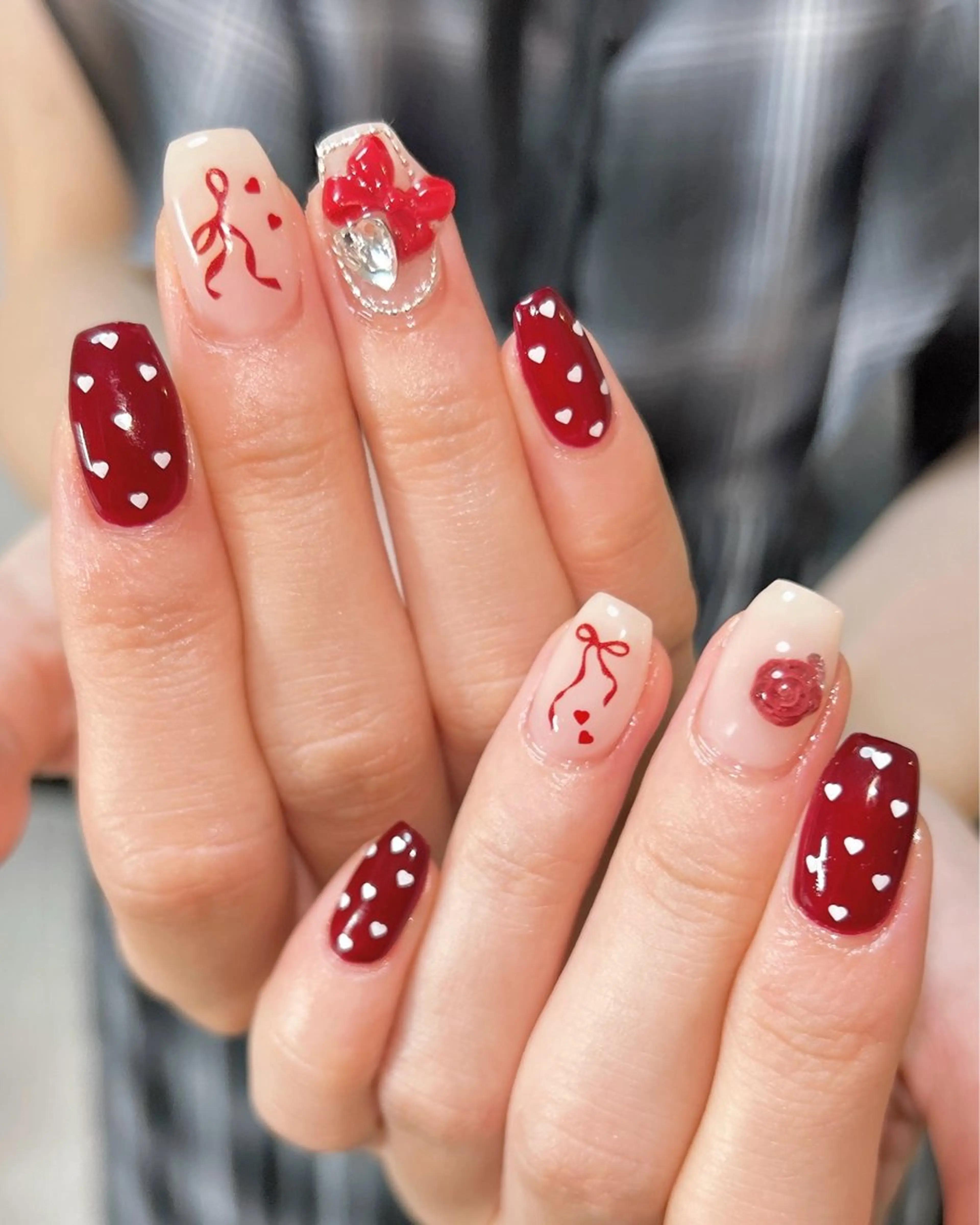 ネイル ボルドー ハンドネイル ten nail salon　かえでのネイルデザイン