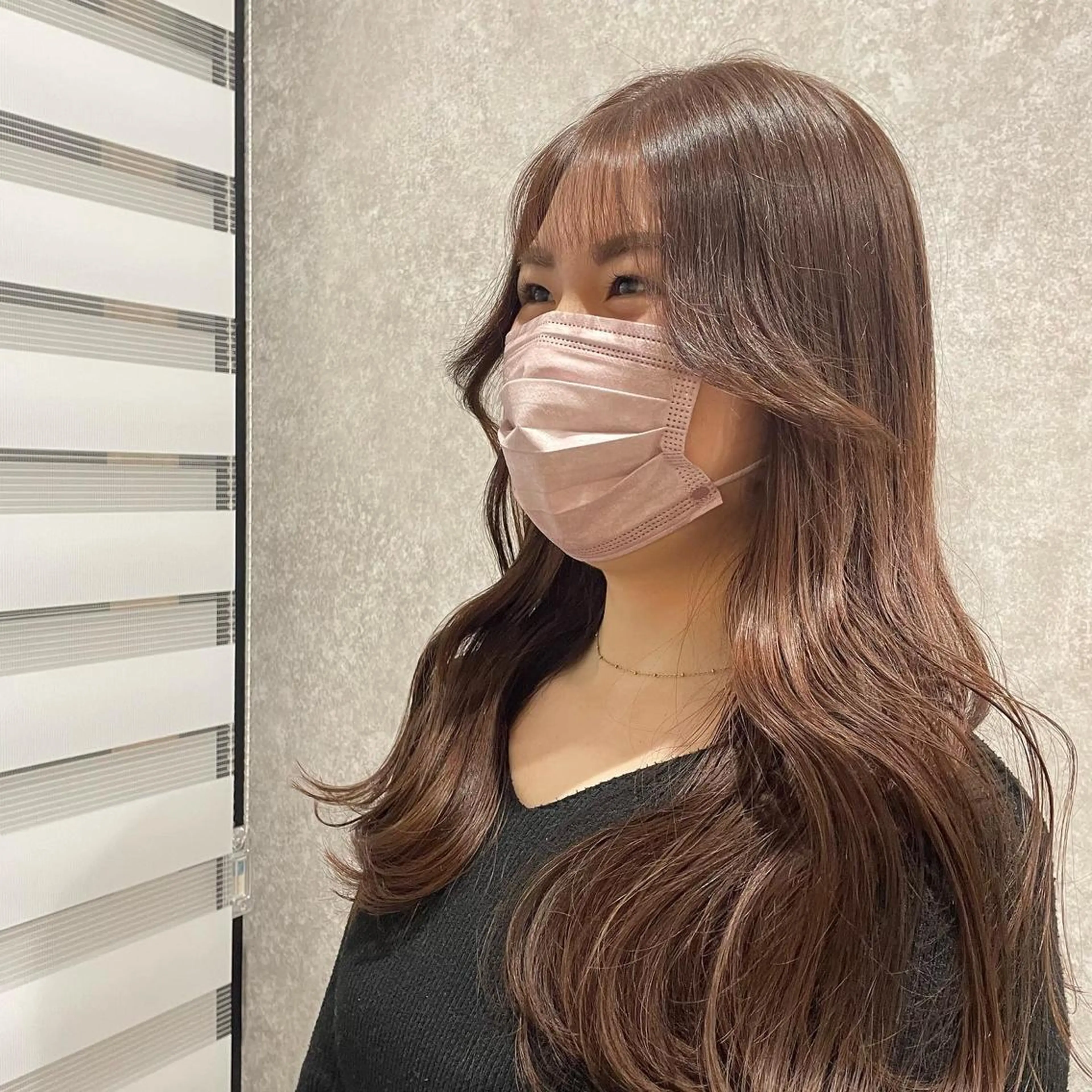 ロング カラー ブラウンカラー ピンクカラー 顔周りカット たなか りなのヘアスタイル