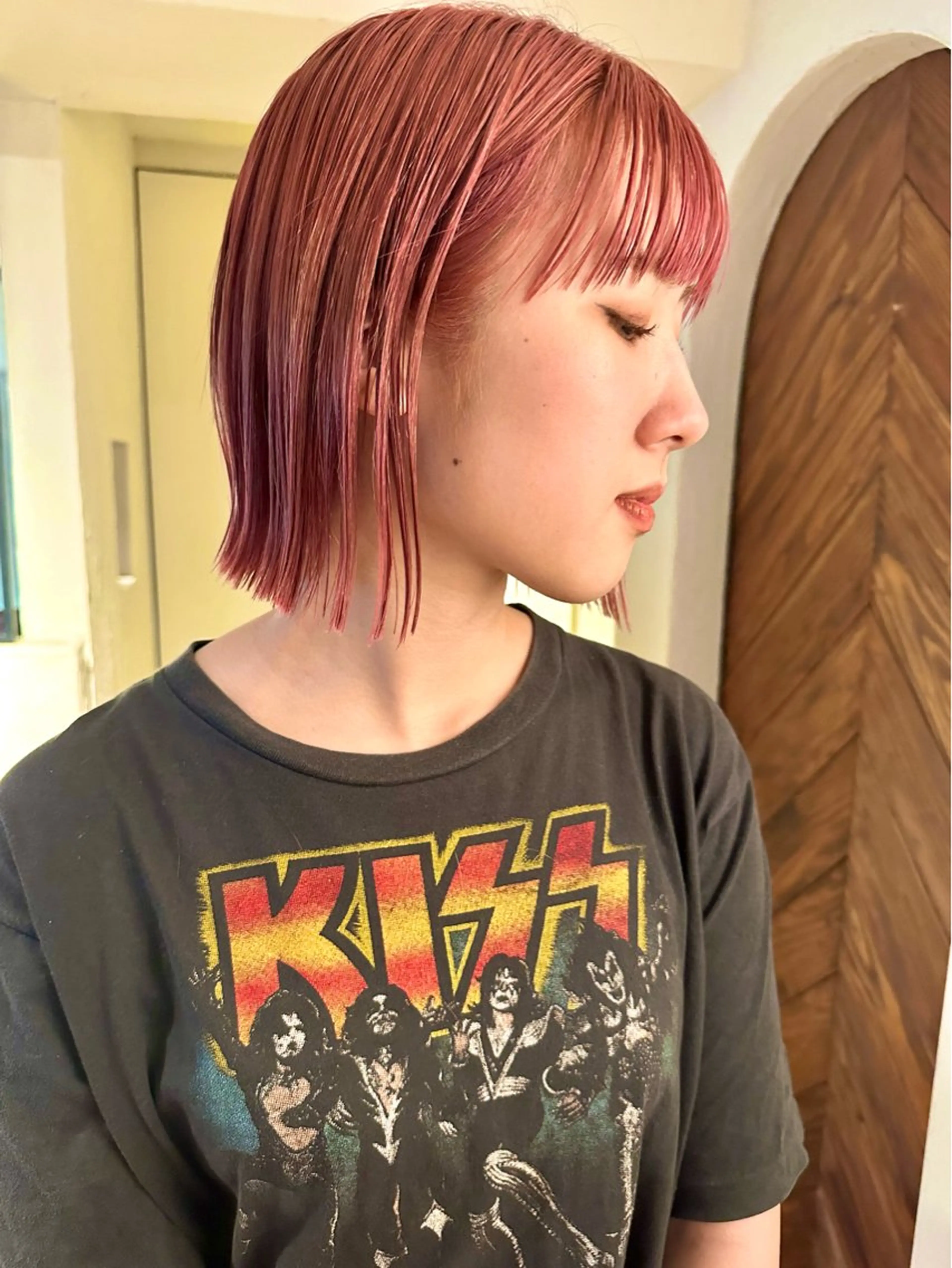 ミディアム カラー カット ヘアカラー トリートメント ヘアセット 🧡ono🧡暖色/ 切りっぱなしボブ🧡のヘアスタイル