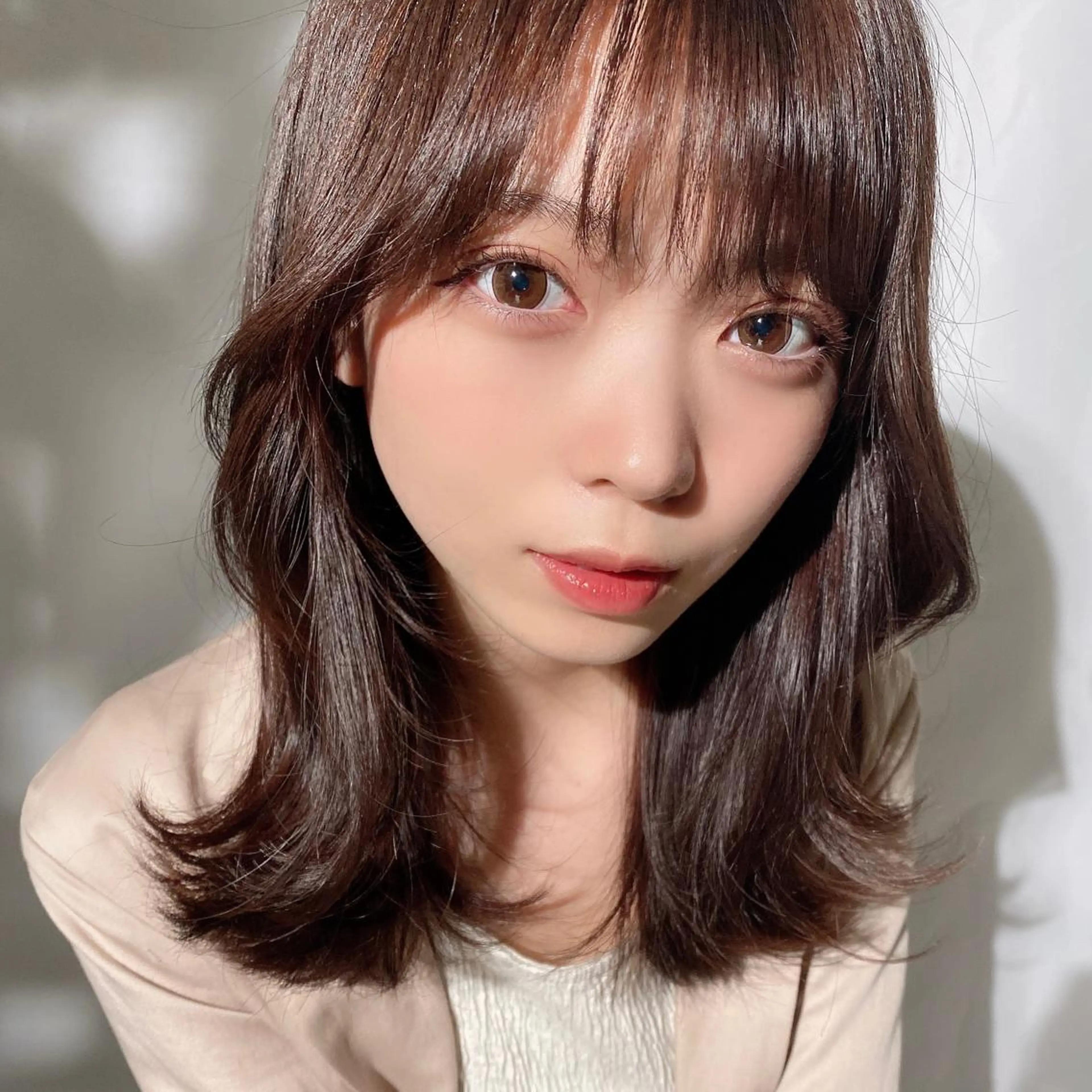 ミディアム カット ヘアカラー トリートメント 🧡くびれヘア/前髪 顔周り🧡久原結衣のヘアスタイル