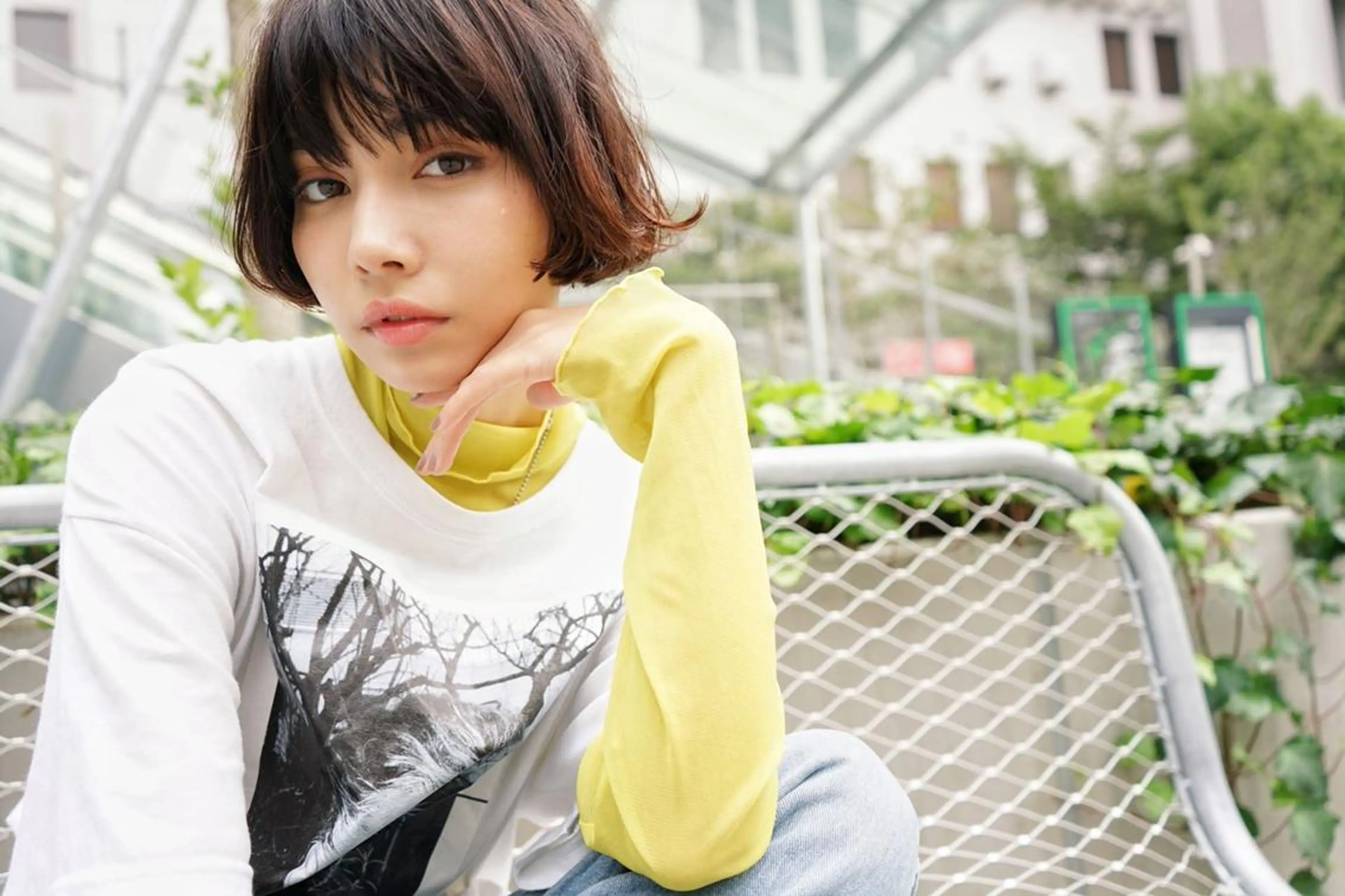 ショート カラー パーマ ヘアアレンジ ベージュカラー フォギーベージュ デート 似合わせカット オン眉 N° uairo 川崎店【ユアイロ】のヘアスタイル