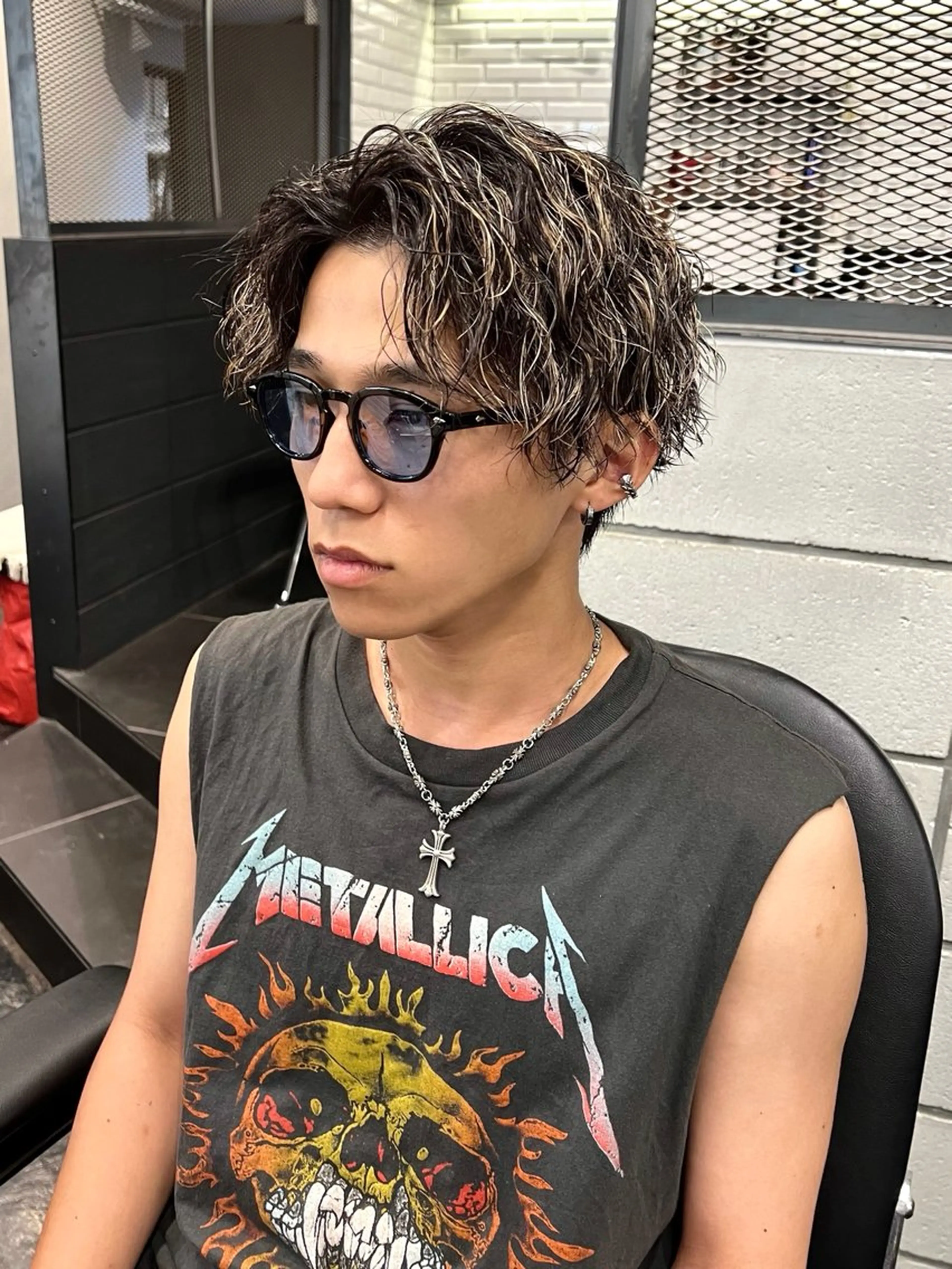 カラー パーマ メンズ メンズメッシュ メンズパーマ メッシュ スパイラルパーマ カット ヘアカラー パーマ トリートメント メンズ特化/パーマ/ メッシュ/竜成のヘアスタイル