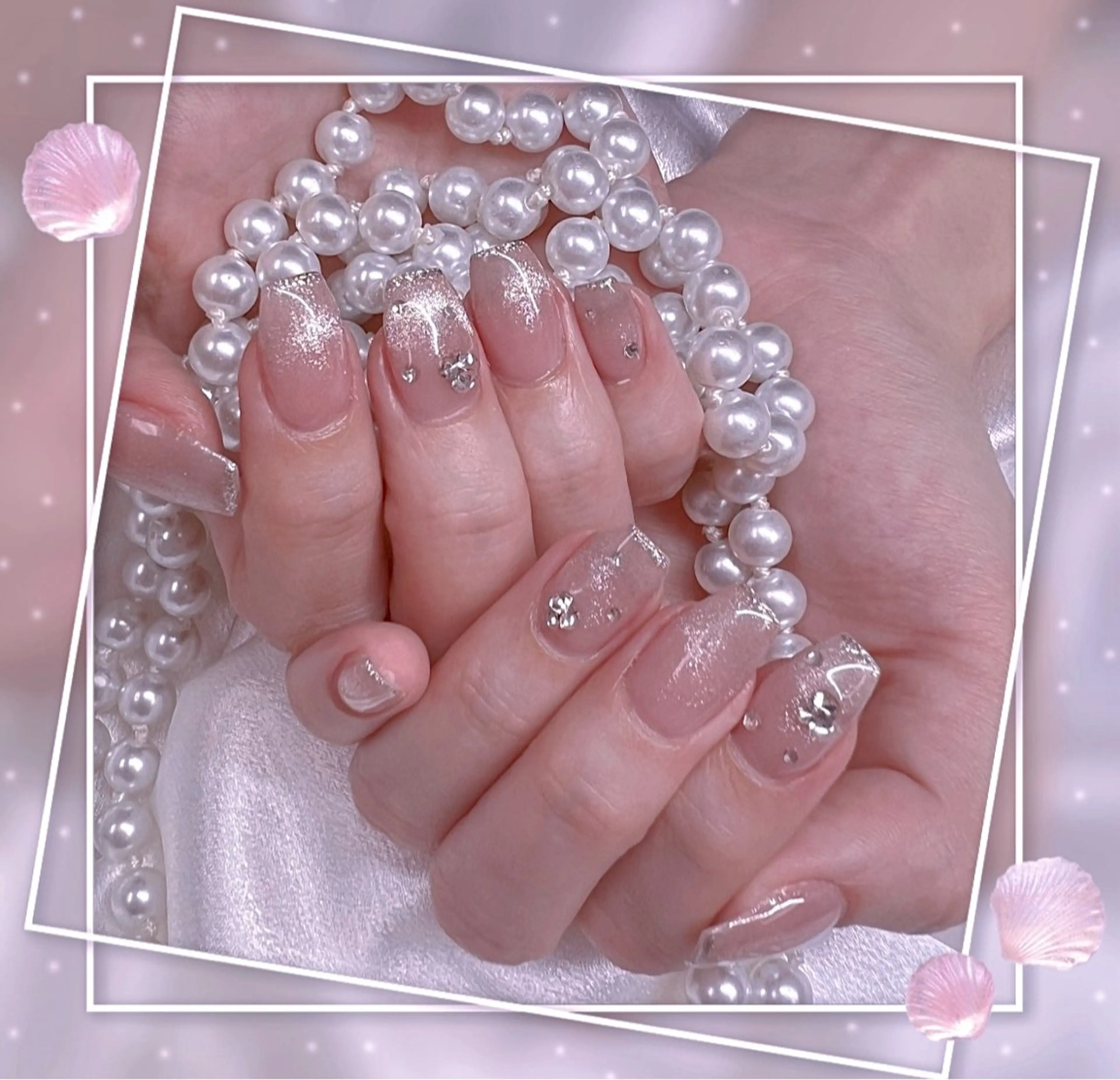 ネイル グラデーション キラキラネイル 韓国ネイル マグネットネイル ピンク ハンドネイル Chill Nailsalonのネイルデザイン