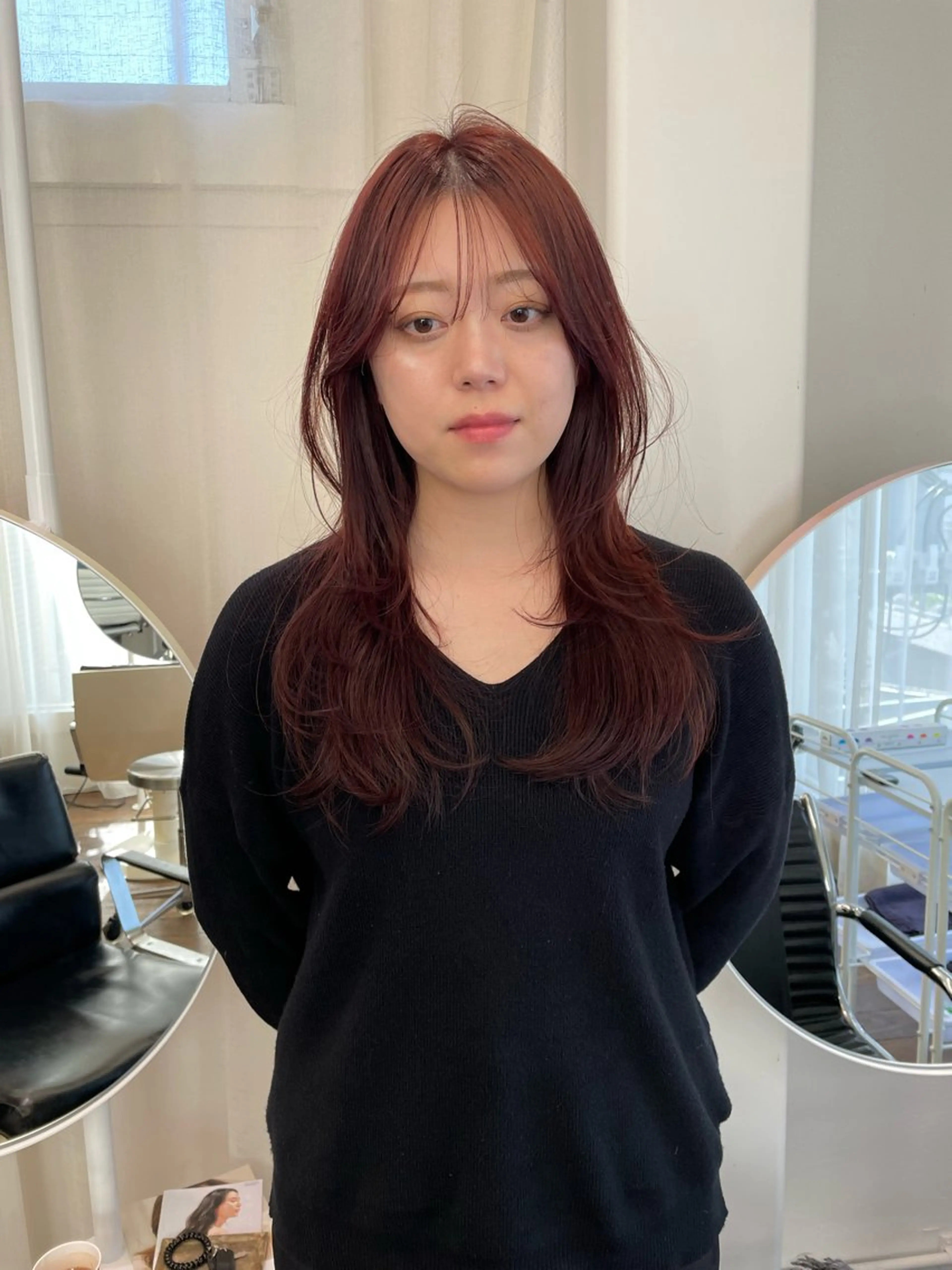 ロング カラー ブラウンカラー レイヤーカット カット ヘアカラー トリートメント レイヤーカット🎀 kanaのヘアスタイル