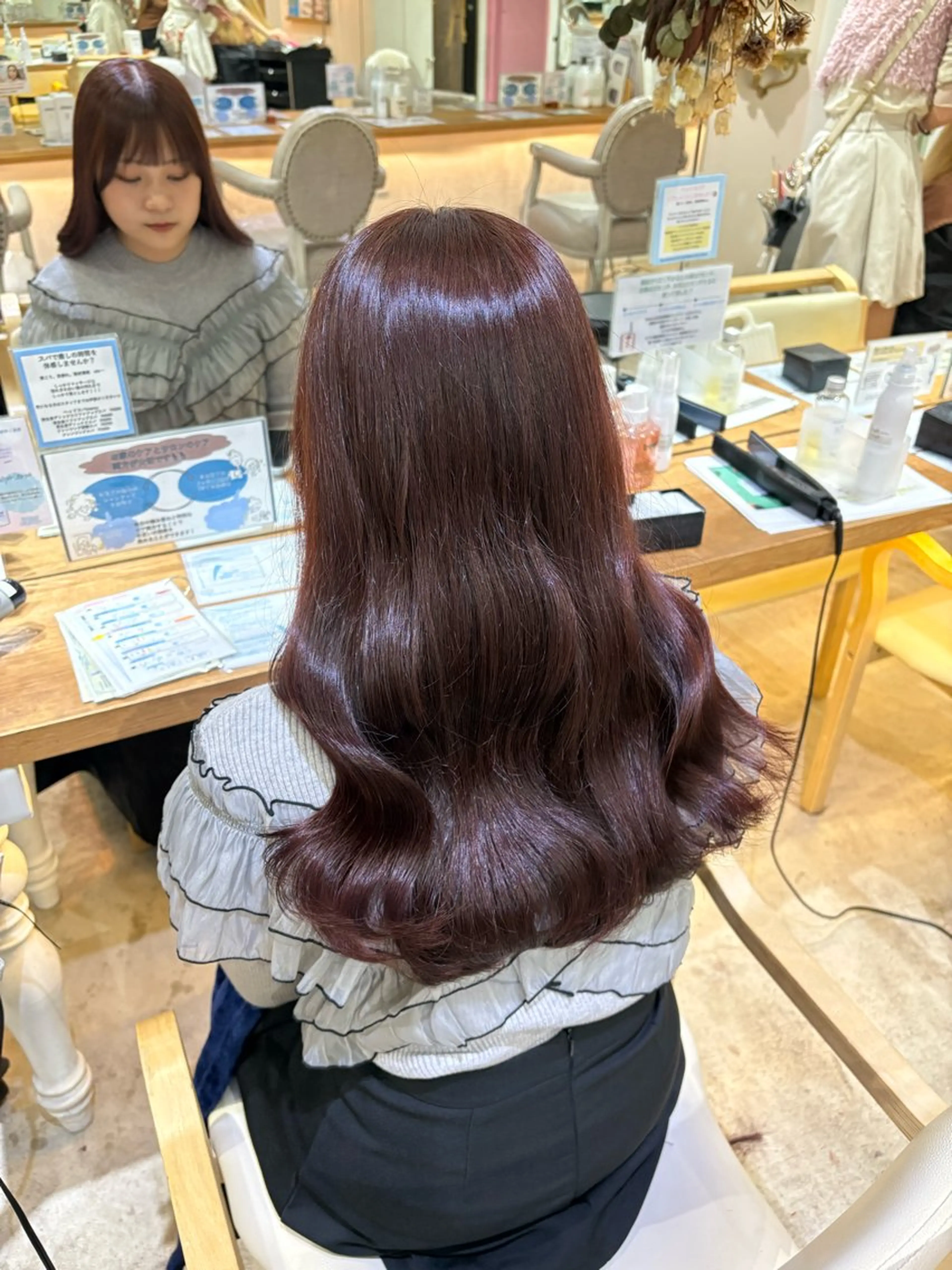 セミロング カラー ピンクカラー ヘアカラー トリートメント 梅田 /透明感カラー 🤍narumiのヘアスタイル