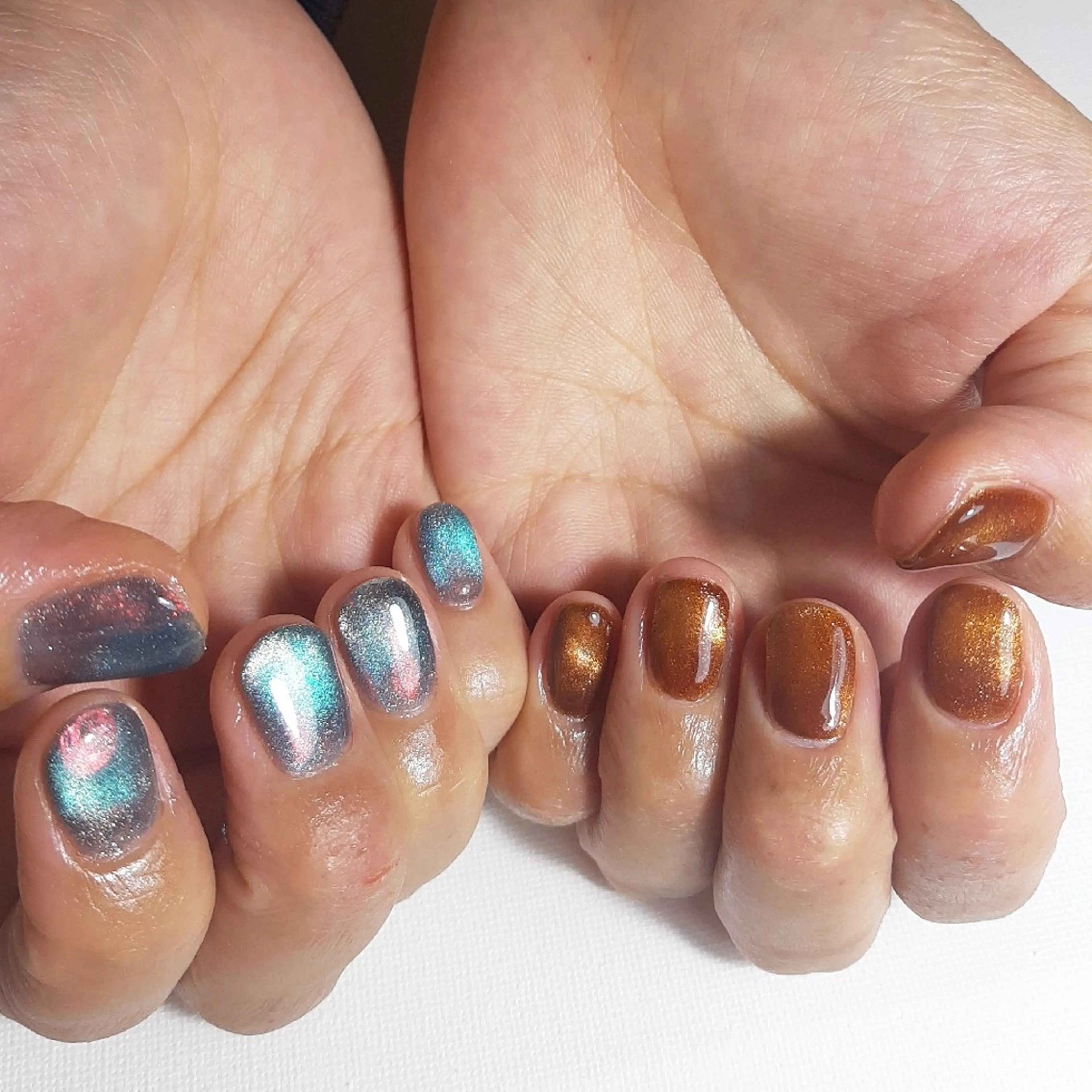 ネイル オーロラネイル ジェルネイル マグネットネイル 持ち込み ショートネイル owlnail /持込みデザイン専門のネイルデザイン