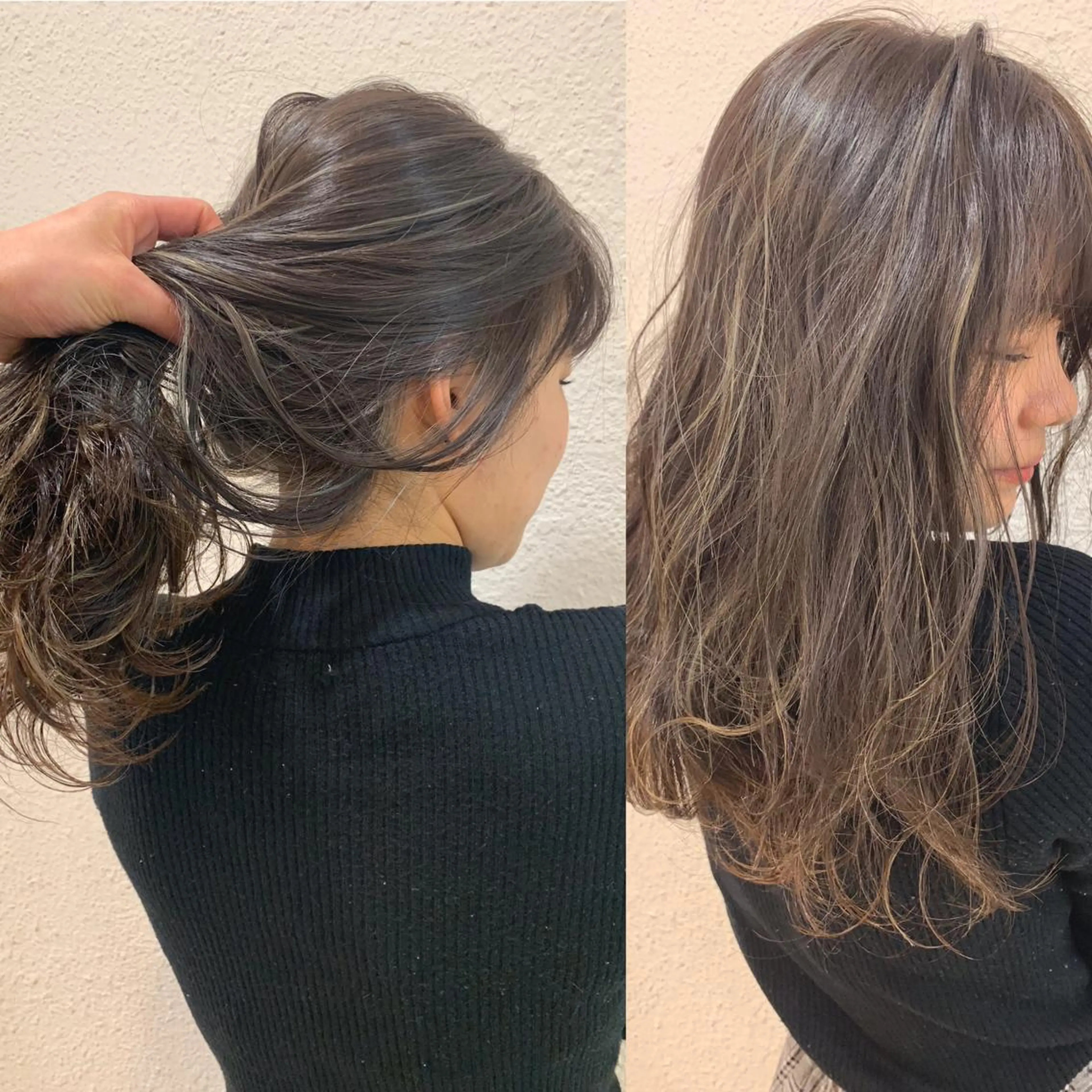 セミロング カラー ハイライトカラー ハイライト 🟦メンズ特化🟦 パーマ横浜市のヘアスタイル