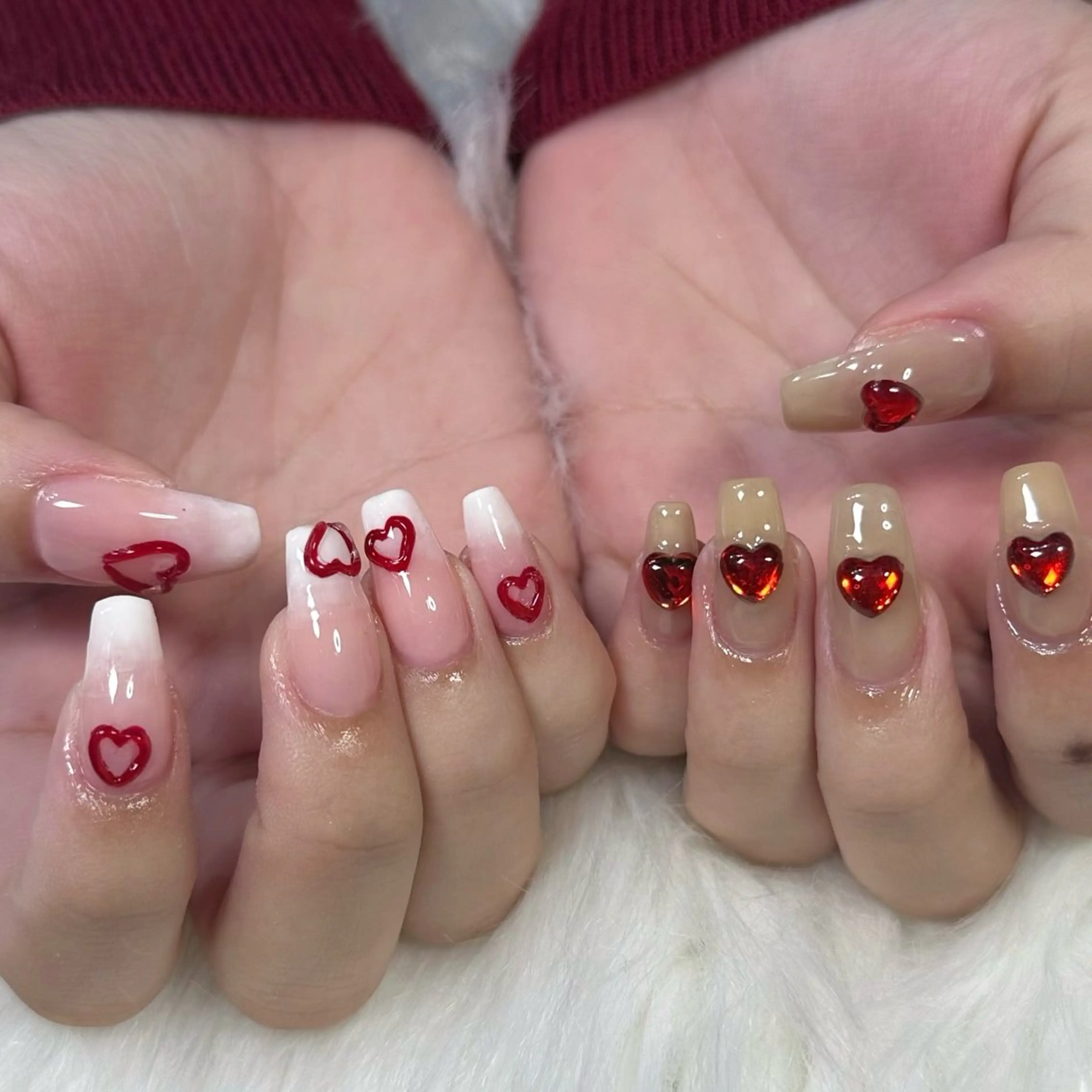 ネイル ハート 冬ネイル クリスマス プライベートサロン hinaのネイルデザイン
