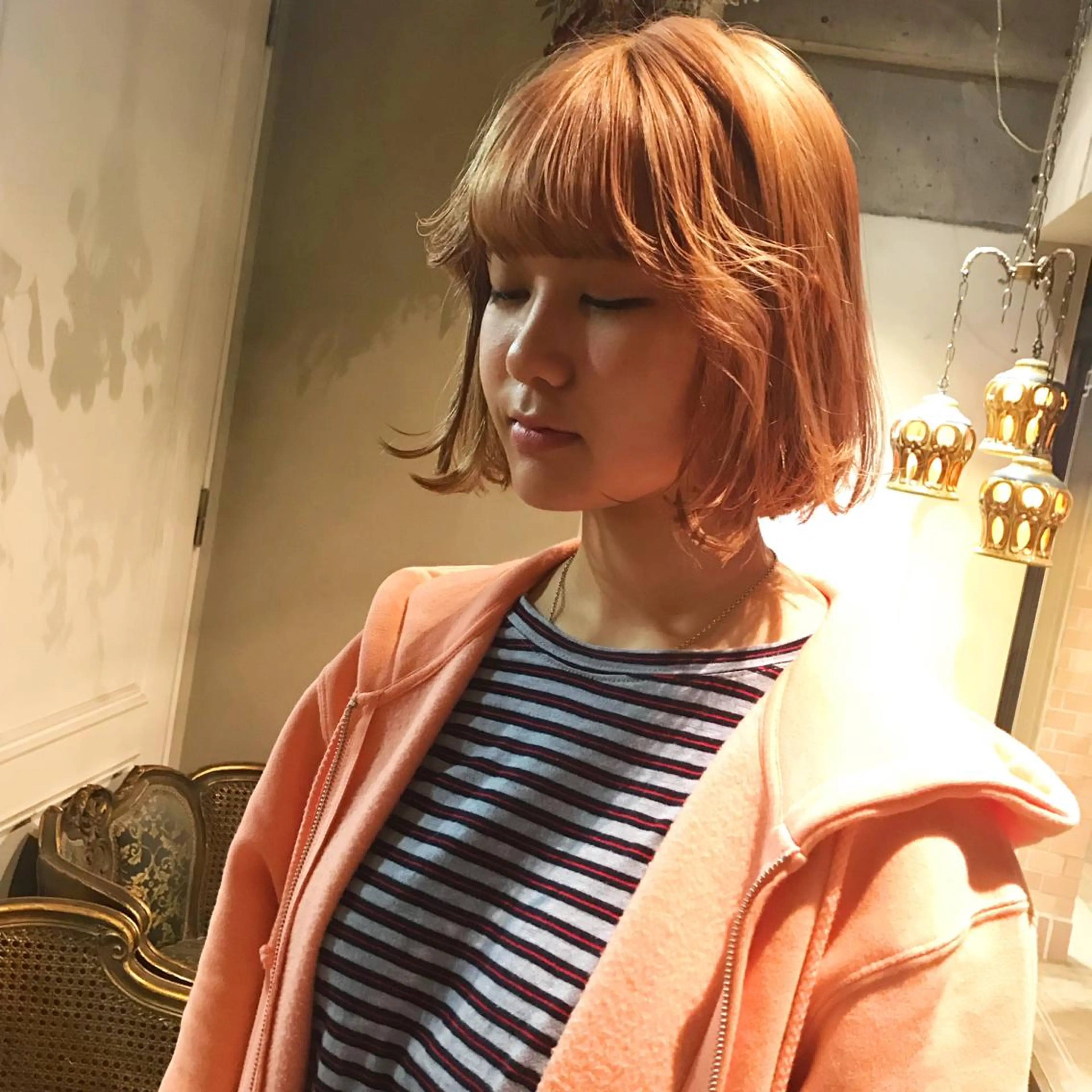 ミディアム カラー オレンジ share salon JAM 吉祥寺所属・レイヤー/ブリーチ HIKARU ♡のヘアスタイル