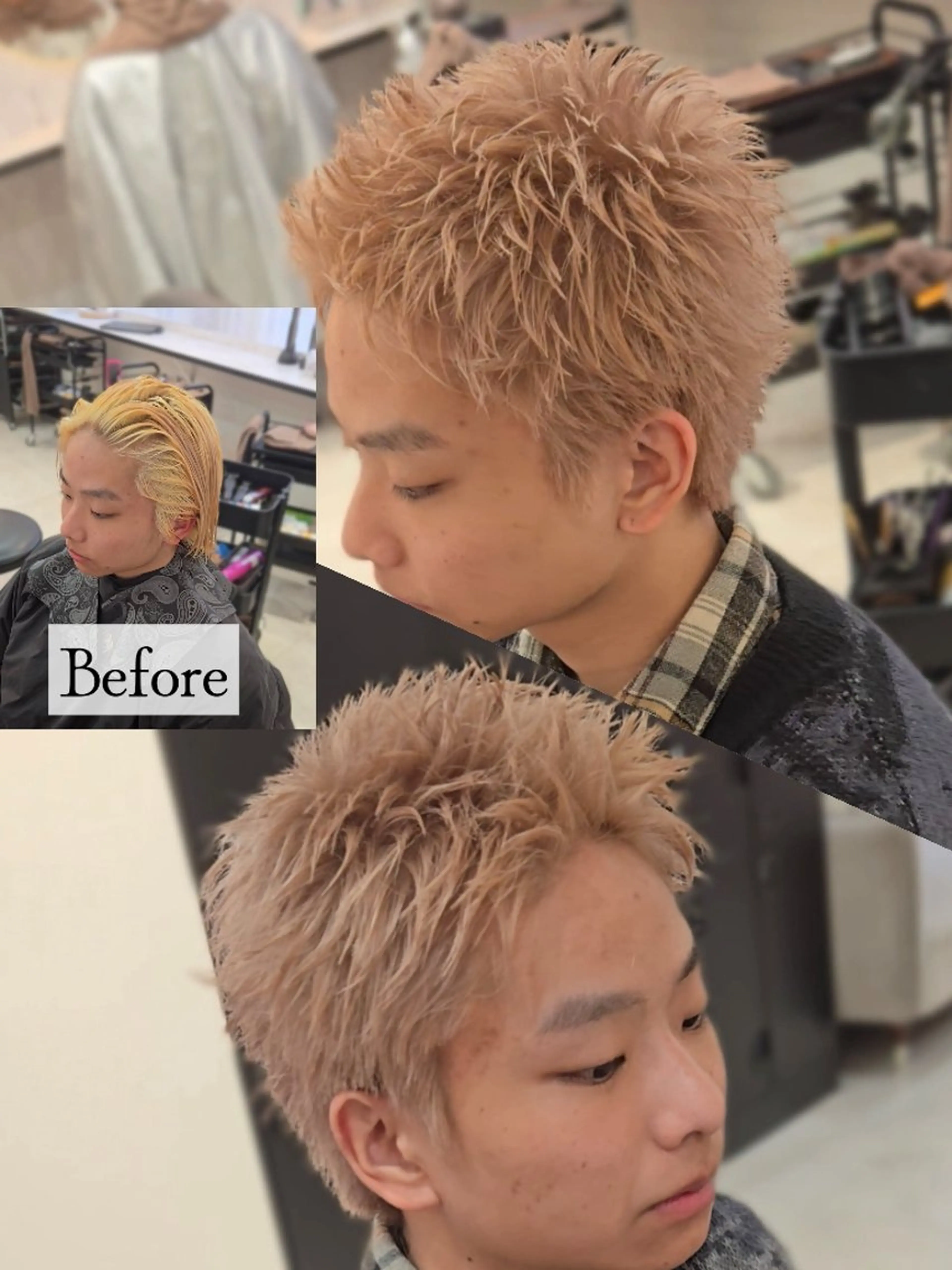 メンズ カラー ショート メンズブリーチ スパイキーショート ブリーチ ショートヘア カット ヘアカラー ヘアセット Lapis 名古屋駅前店所属・LEN名古屋/パーマ 海外ヘア/メンズ特化のヘアスタイル