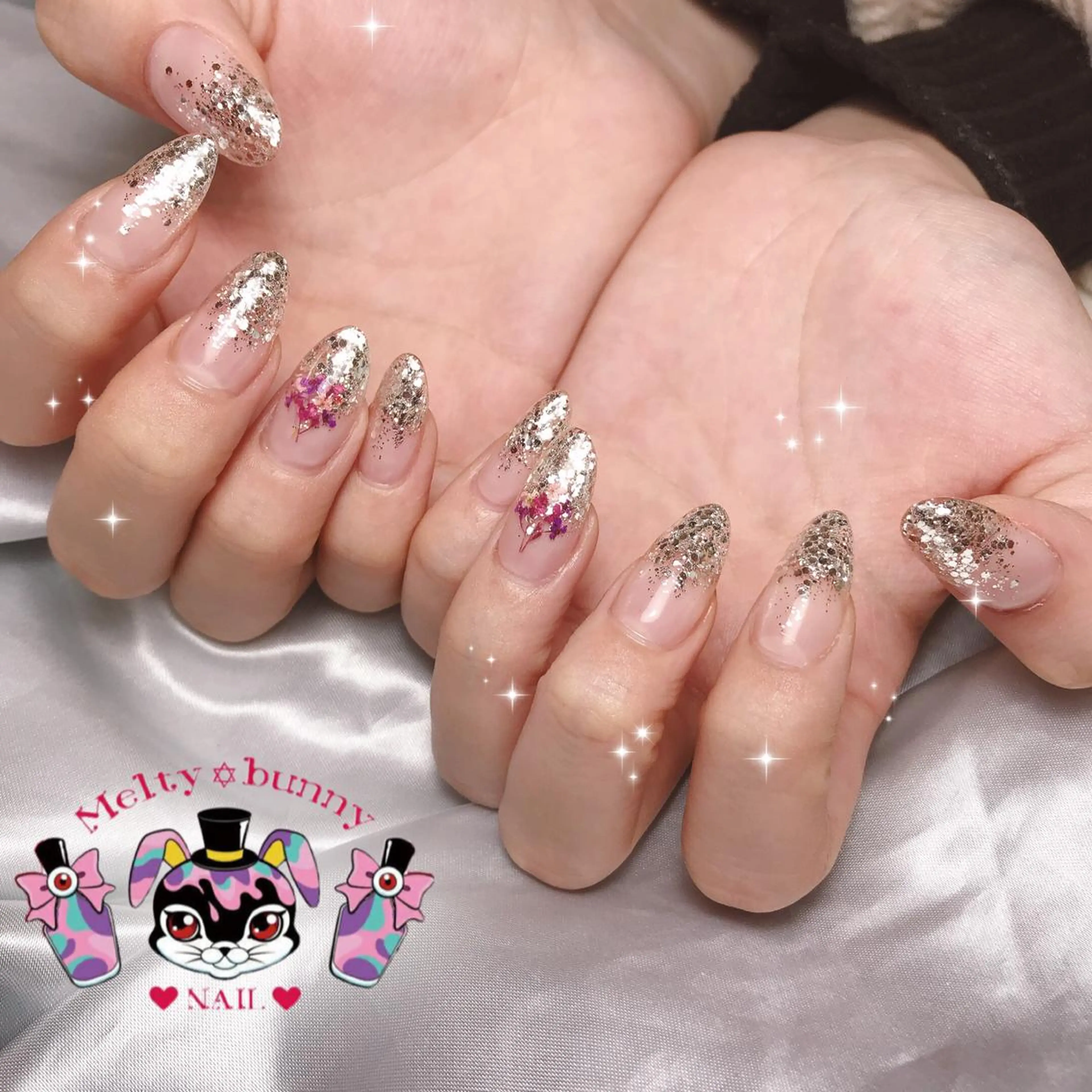 ネイル アートネイル ラメ(グリッター) ラメグラデーション スカルプネイル 深爪を断らない スカルプ高評価店のネイルデザイン