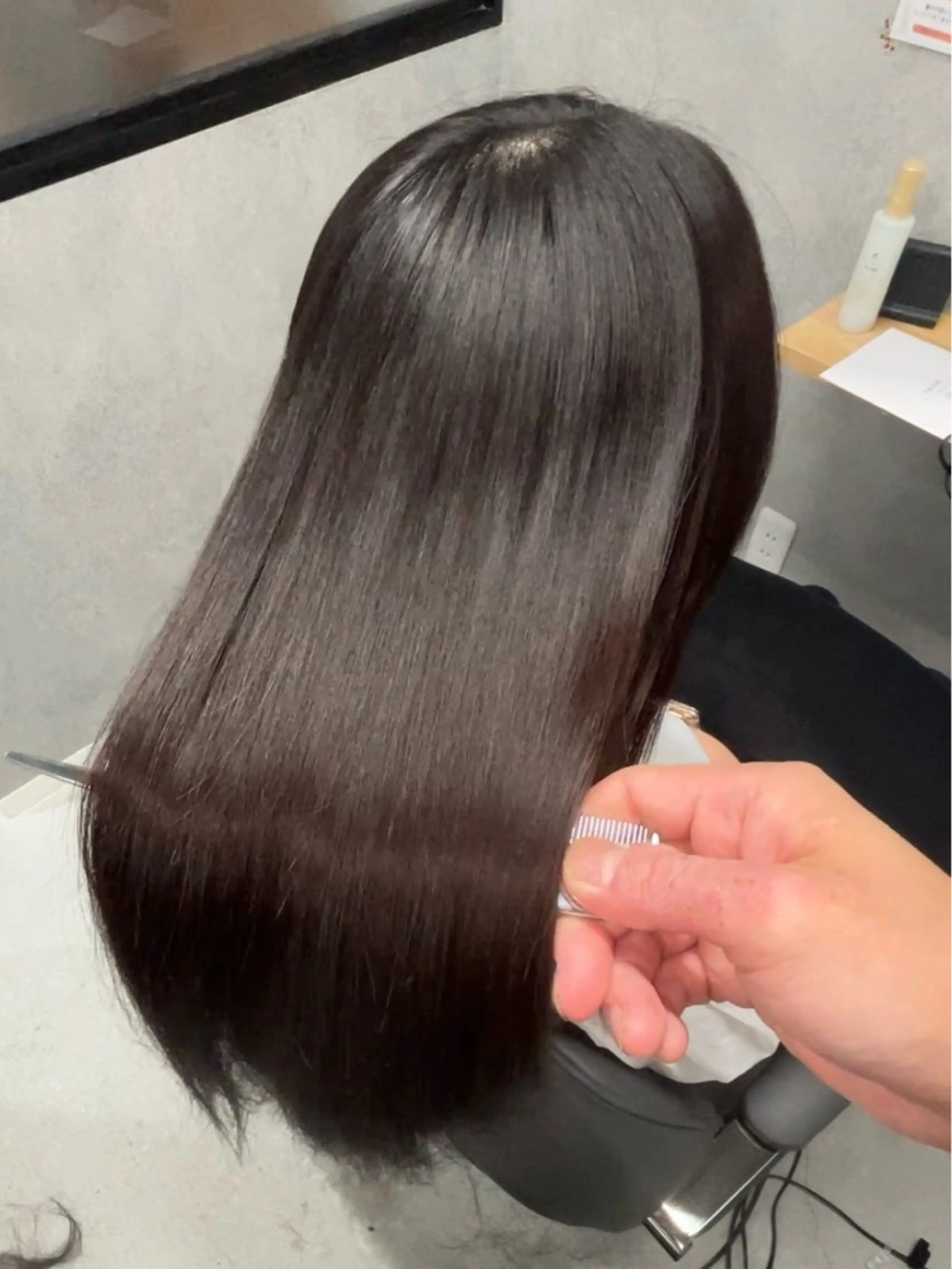 セミロング ケアカラー ヘアカラー 縮毛矯正 縮毛矯正/透明感 グレージュ/辻部雅人のヘアスタイル