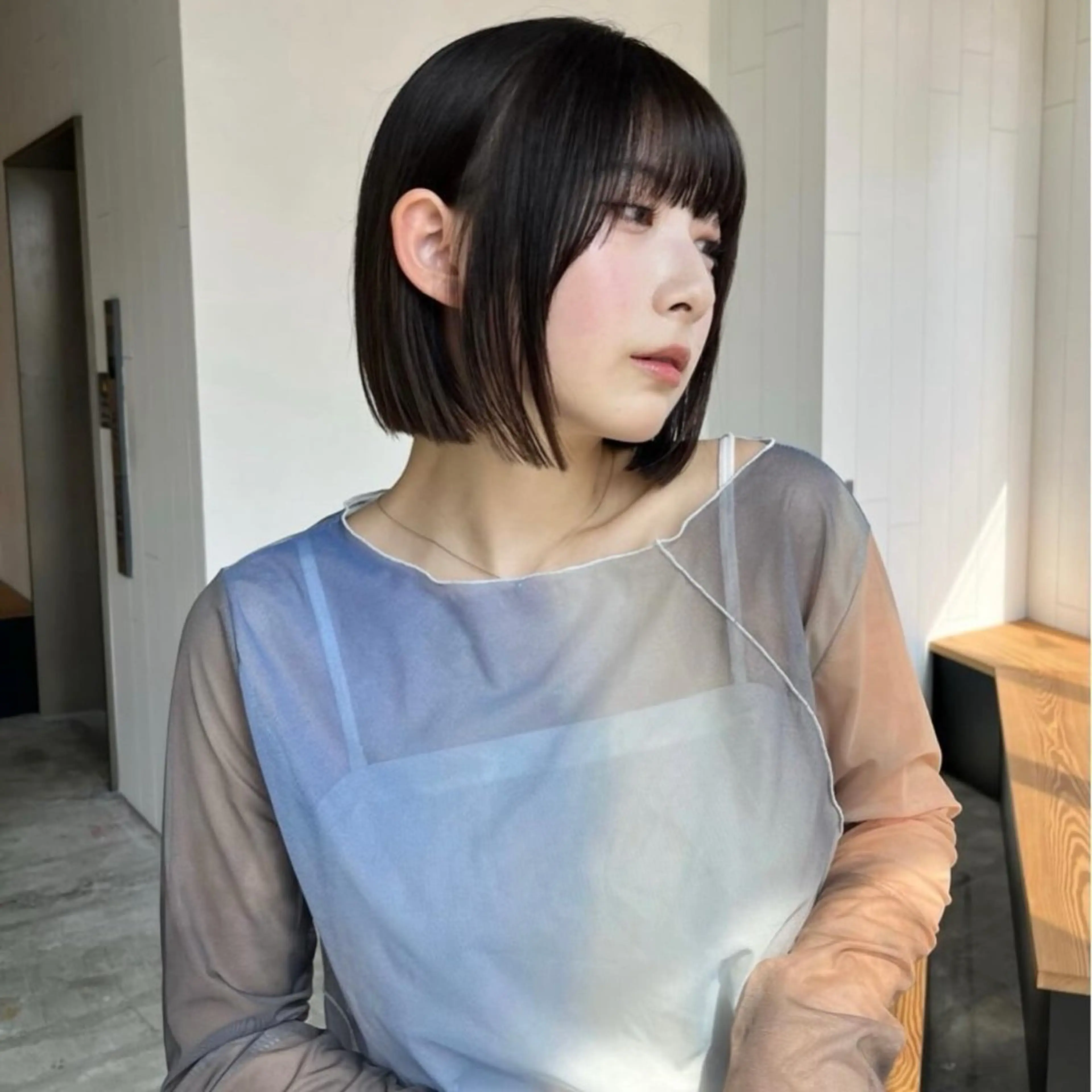 ショート 切りっぱなしボブ ボブレイヤー ボブ くせ毛 髪質改善 カット 縮毛矯正 トリートメント ボブ/韓国ヘア/縮毛 /髪質改善💠翔平のヘアスタイル