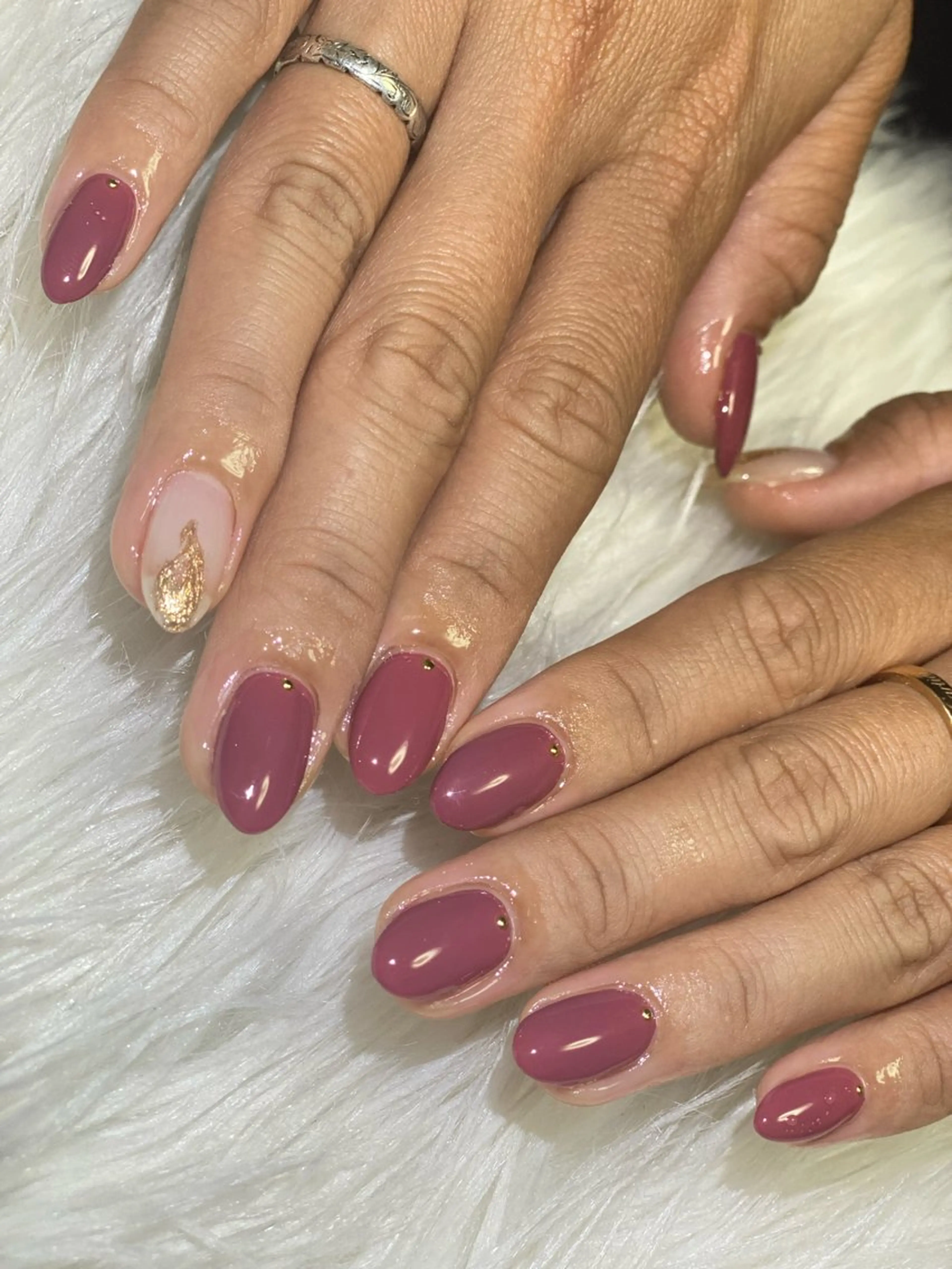 ネイル ボルドー クリアネイル 赤色 シンプルネイル Esthetic Will所属・will 有希のネイルデザイン