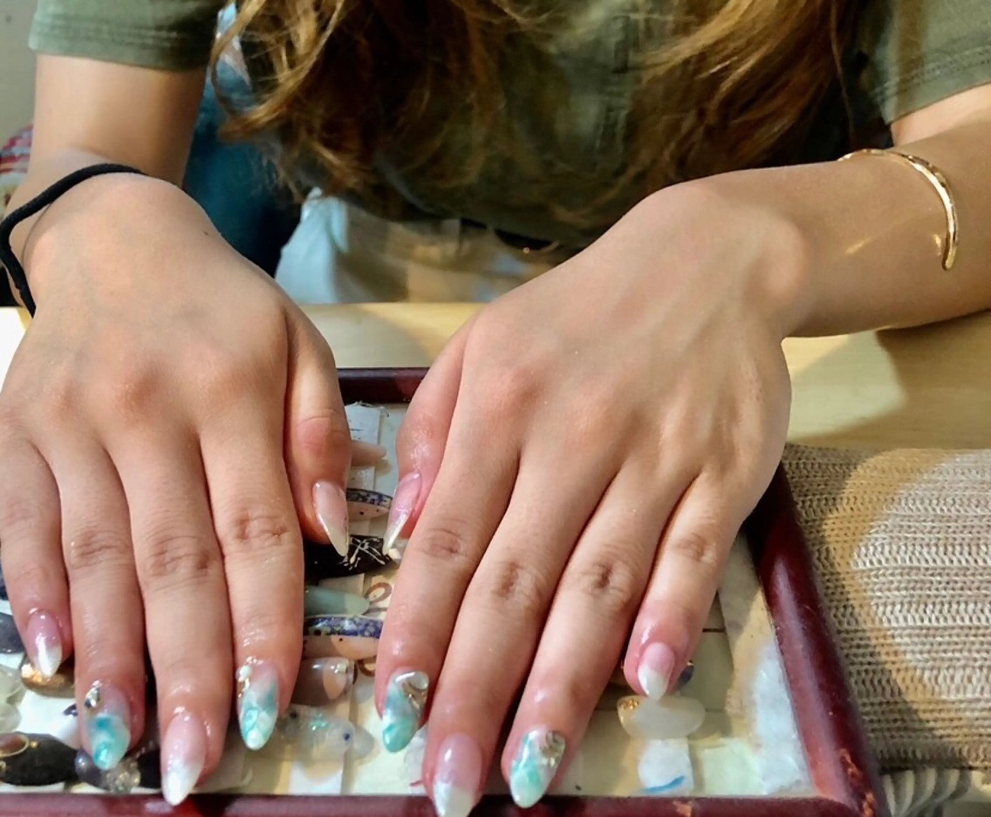 ネイル ブルー ハンドネイル enju0422所属・谷口 雪のネイルデザイン