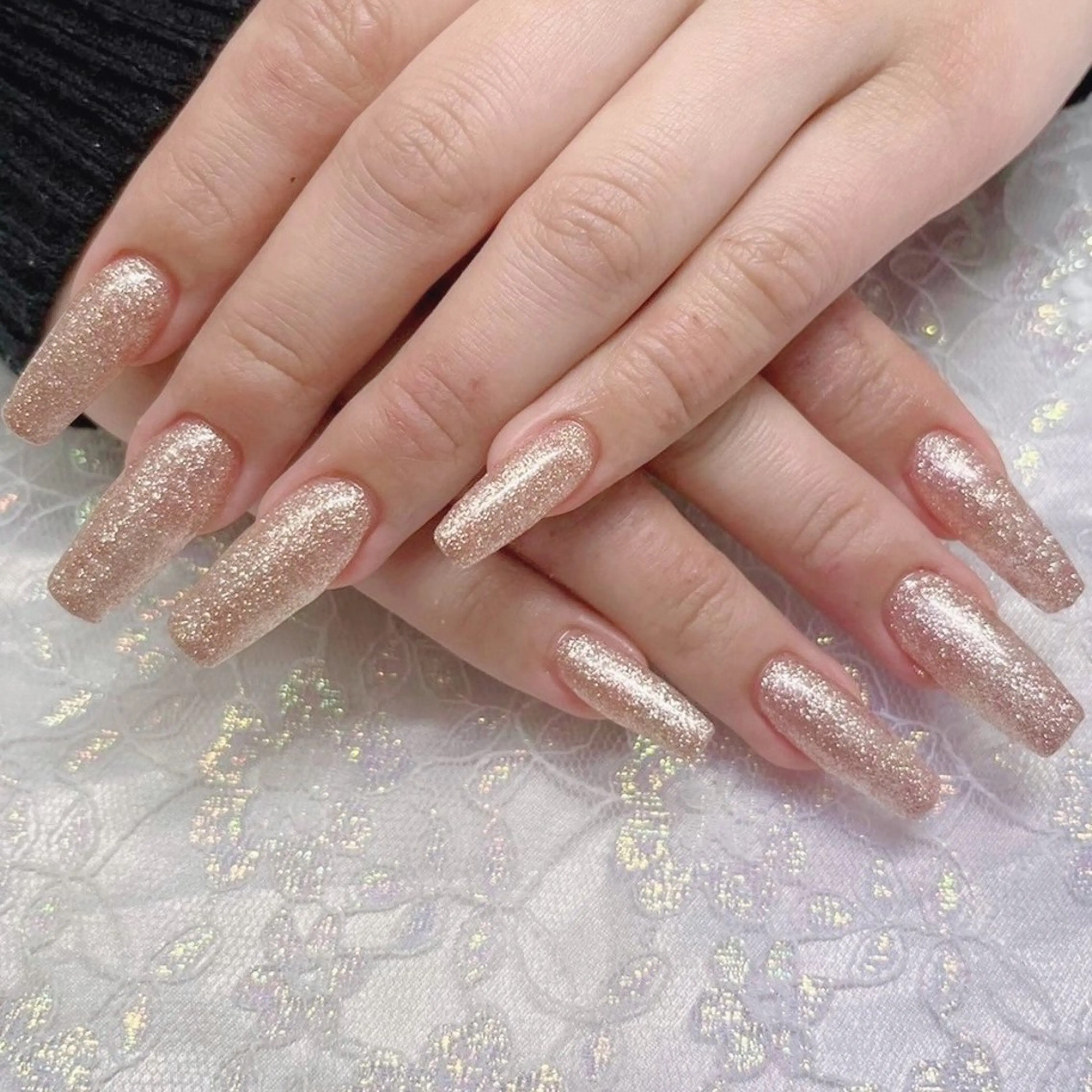 ネイル ジェルネイル ゴールド ラメ(グリッター) ロングネイル スカルプネイル ハンドネイル Nail lieNのネイルデザイン