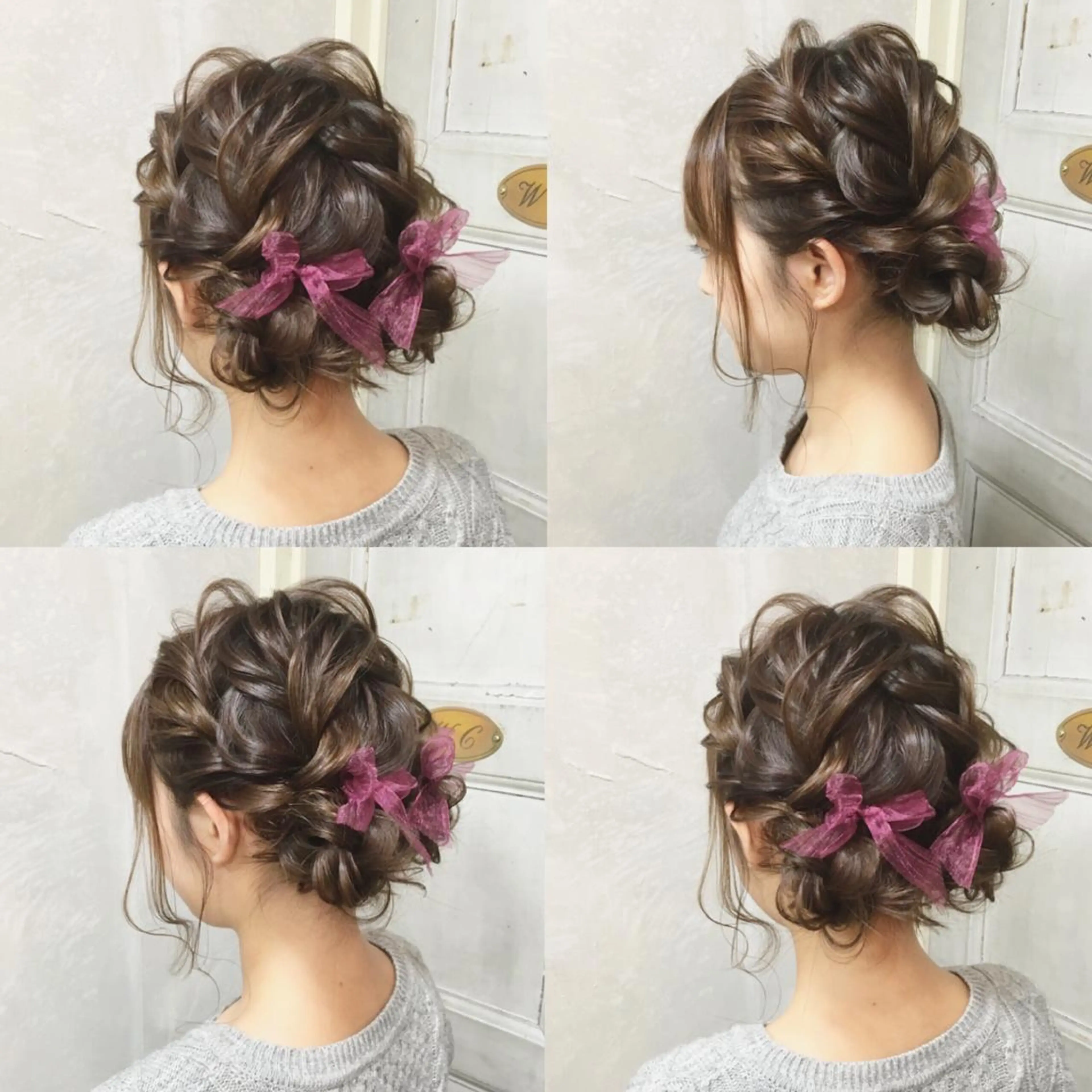 ミディアム カラー ヘアアレンジ お団子ヘア autre所属・大久保 ひでなりのヘアスタイル