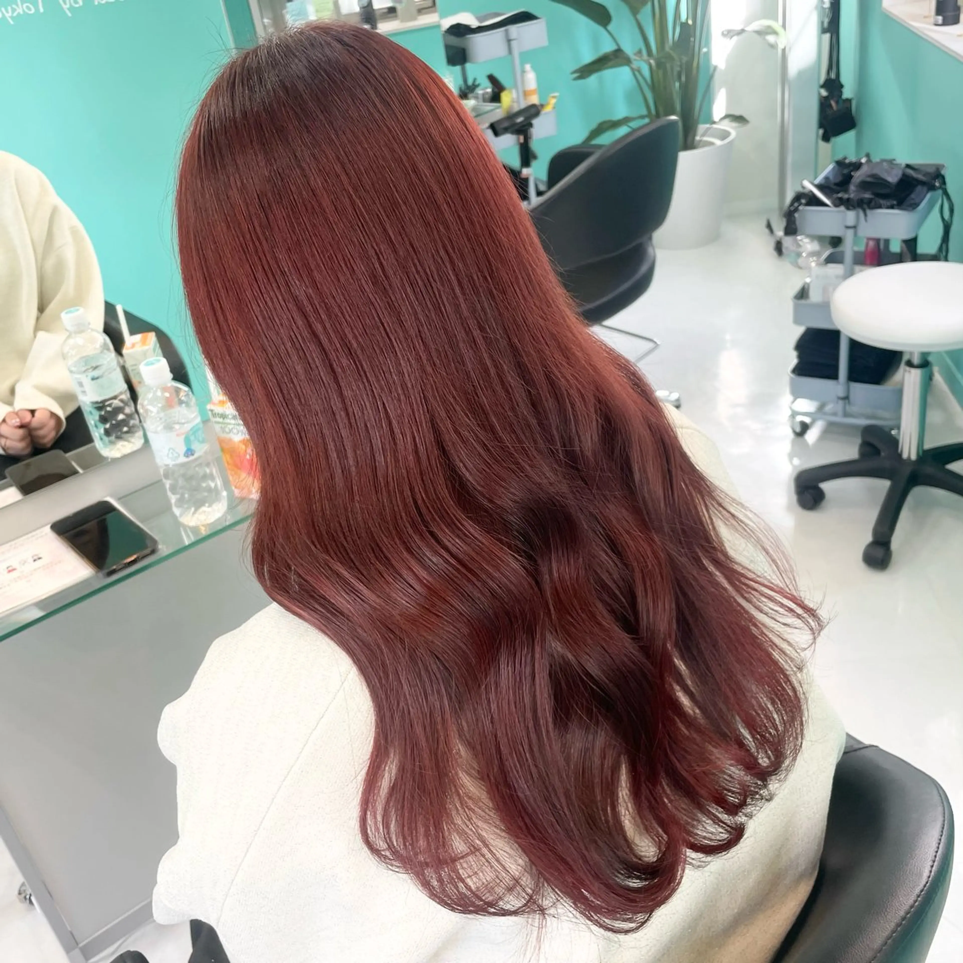 ロング カラー ボルドーカラー 艶/透明感 🫧カラーのヘアスタイル