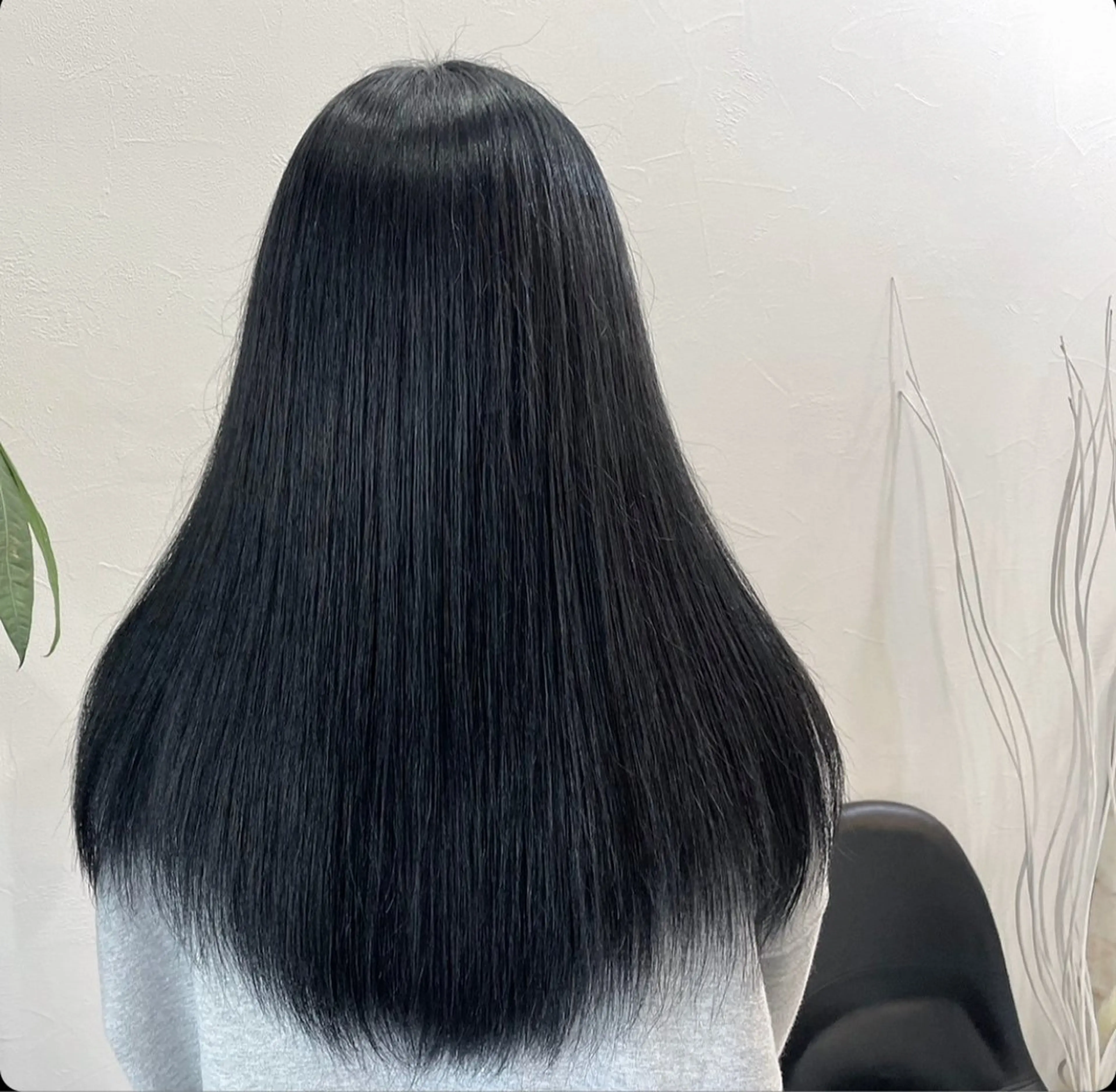 ロング カラー 黒髪 ブルーカラー ブルーブラック 🦋Yui🦋透明感 /艶カラーのヘアスタイル