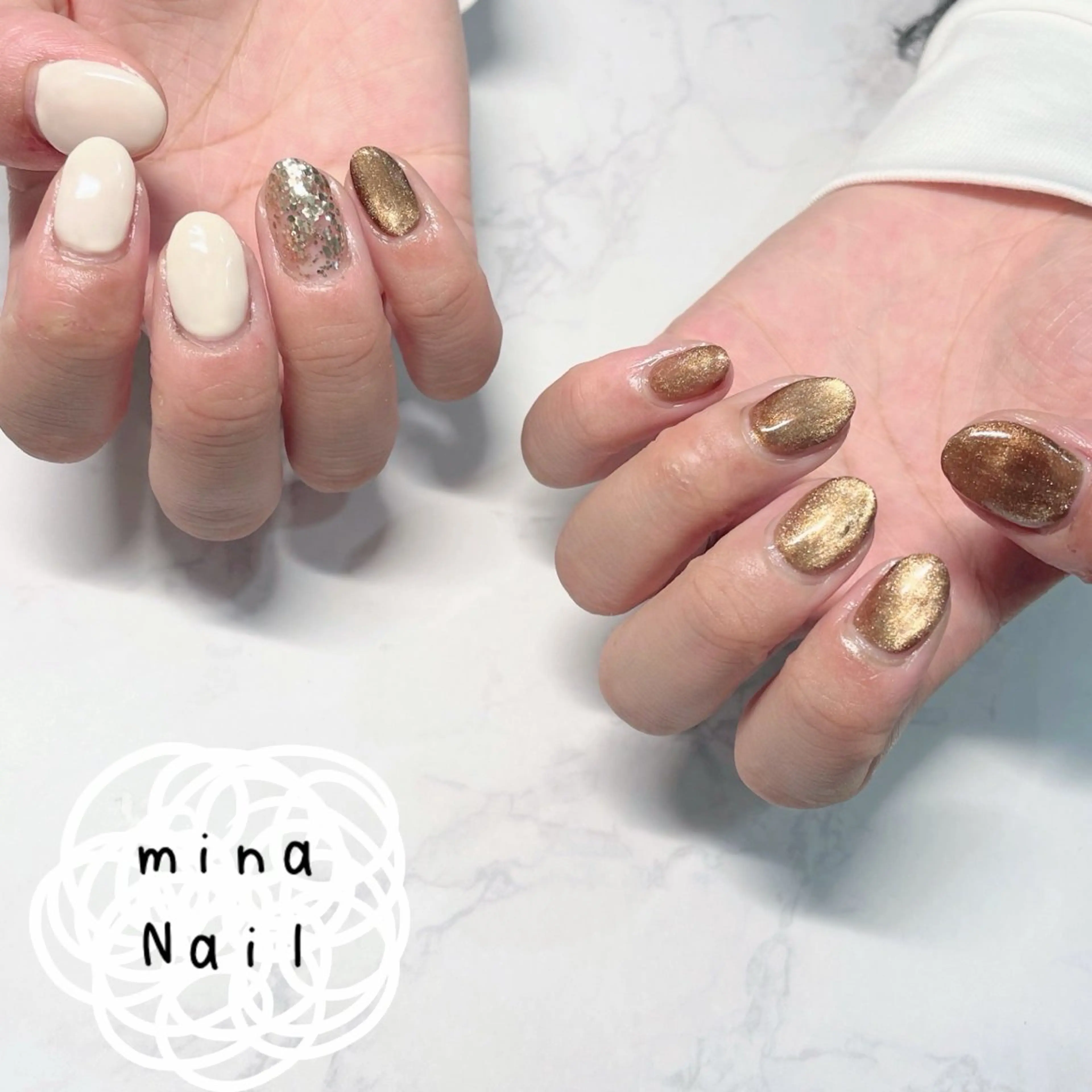 ネイル マグネットネイル ワンカラーネイル 冬ネイル クリスマス mina Nailのネイルデザイン