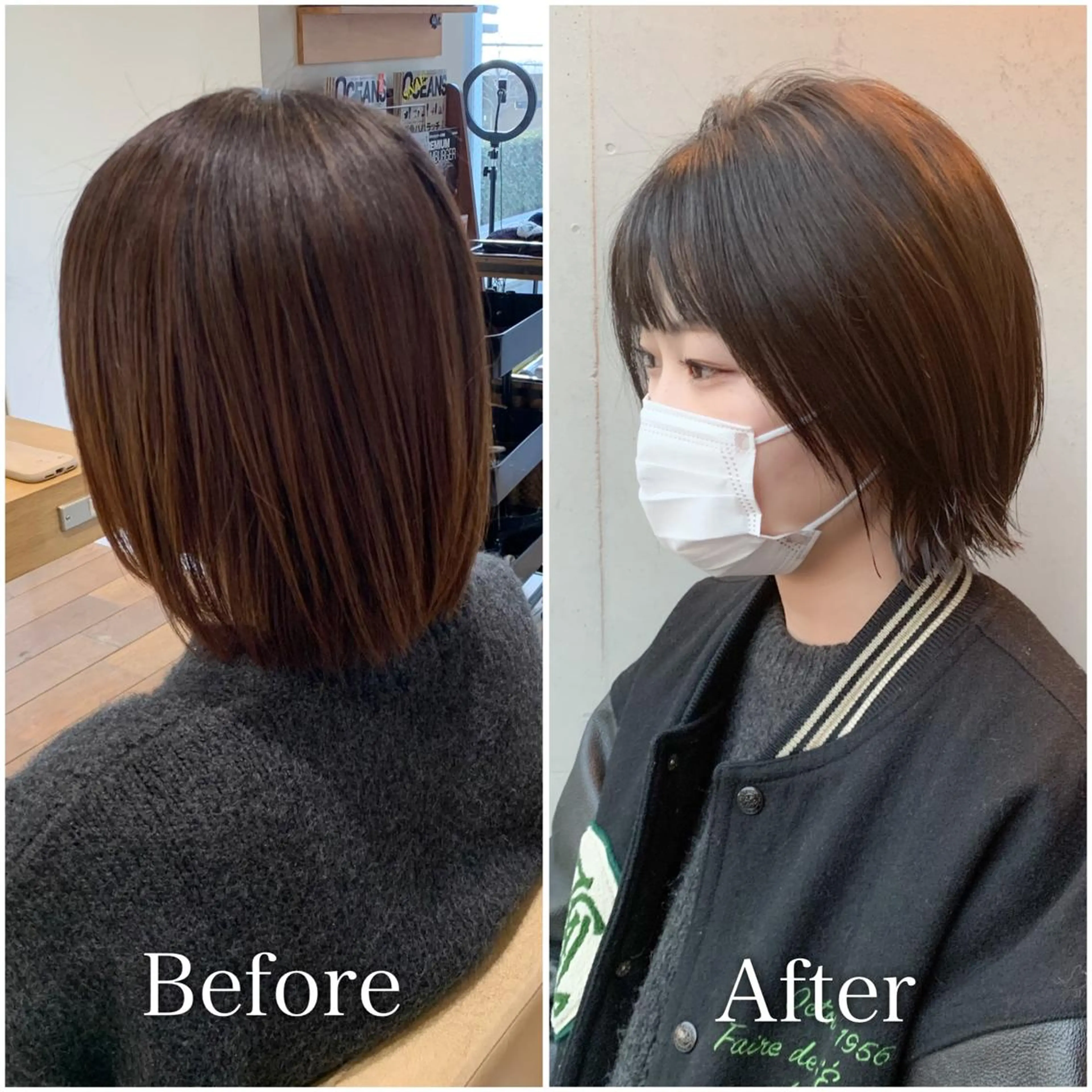 ショート カラー 外ハネヘア カット ヘアカラー トリートメント 森本 裕太 / ボブのヘアスタイル