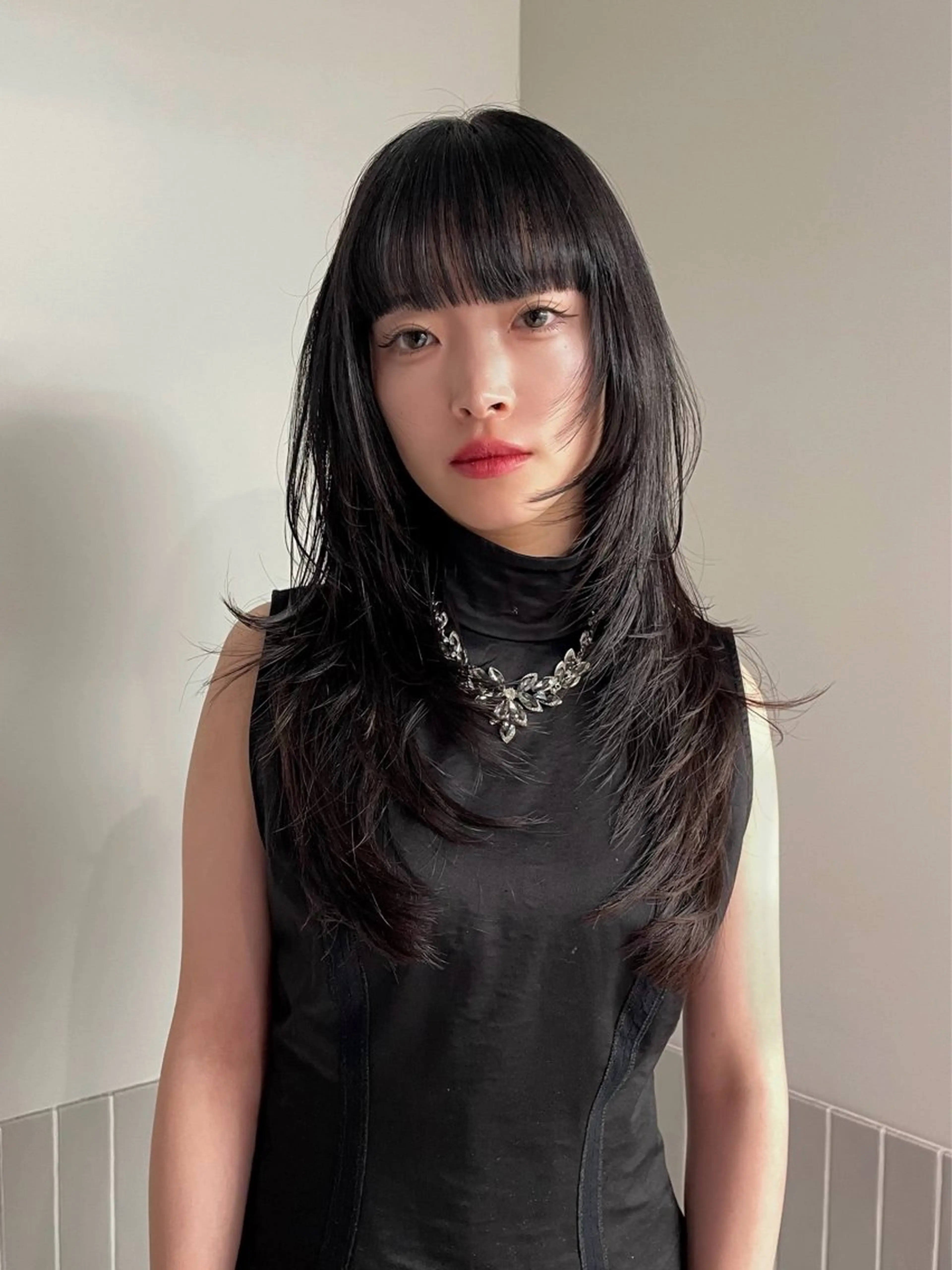 ロング カラー 顔周りカット ハッシュカット レイヤーカット stén所属・HARUKA/原宿 /ハイトーン/ボブのヘアスタイル