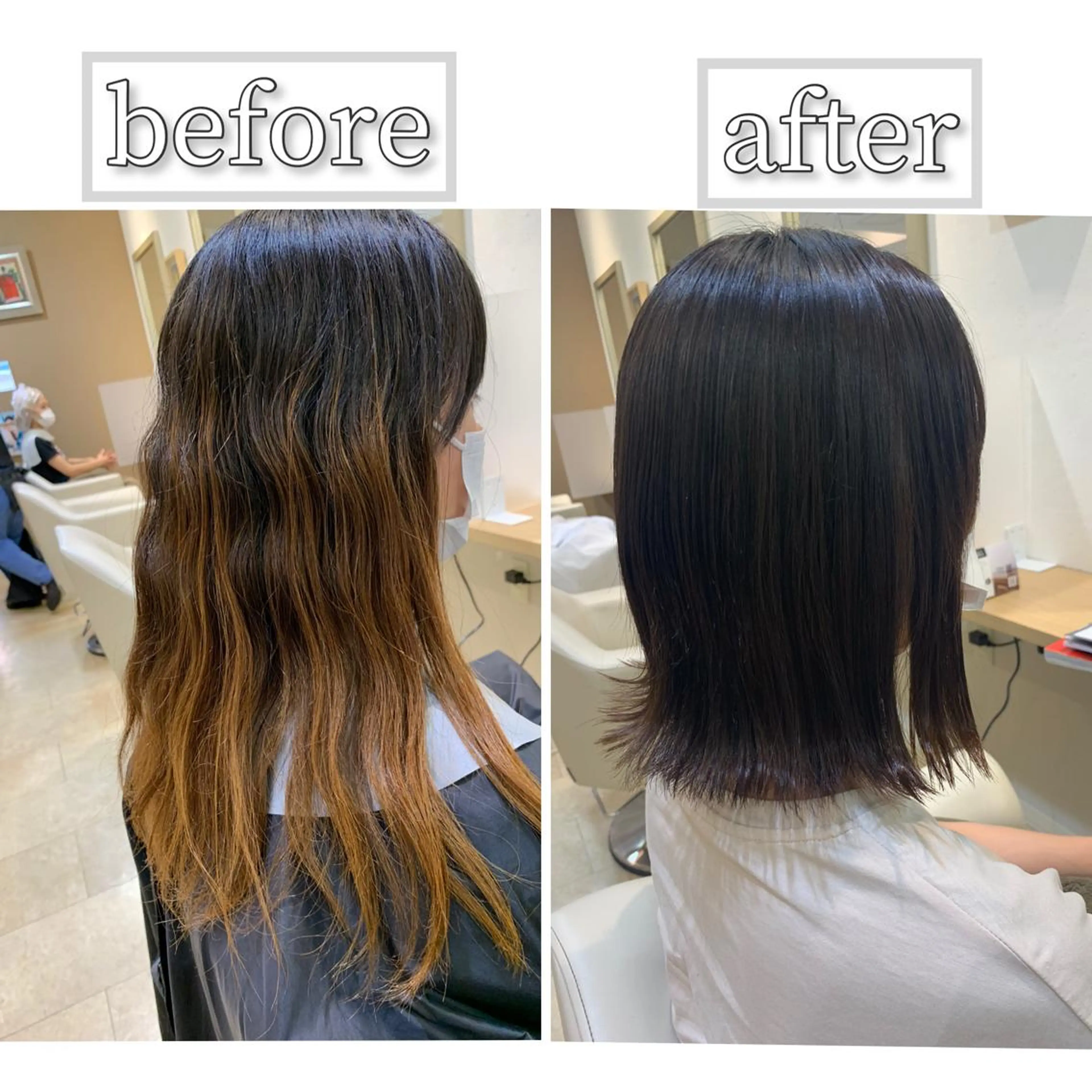 ミディアム カット 縮毛矯正 トリートメント 西新/siohair 似合わせ/石尾刻矢のヘアスタイル