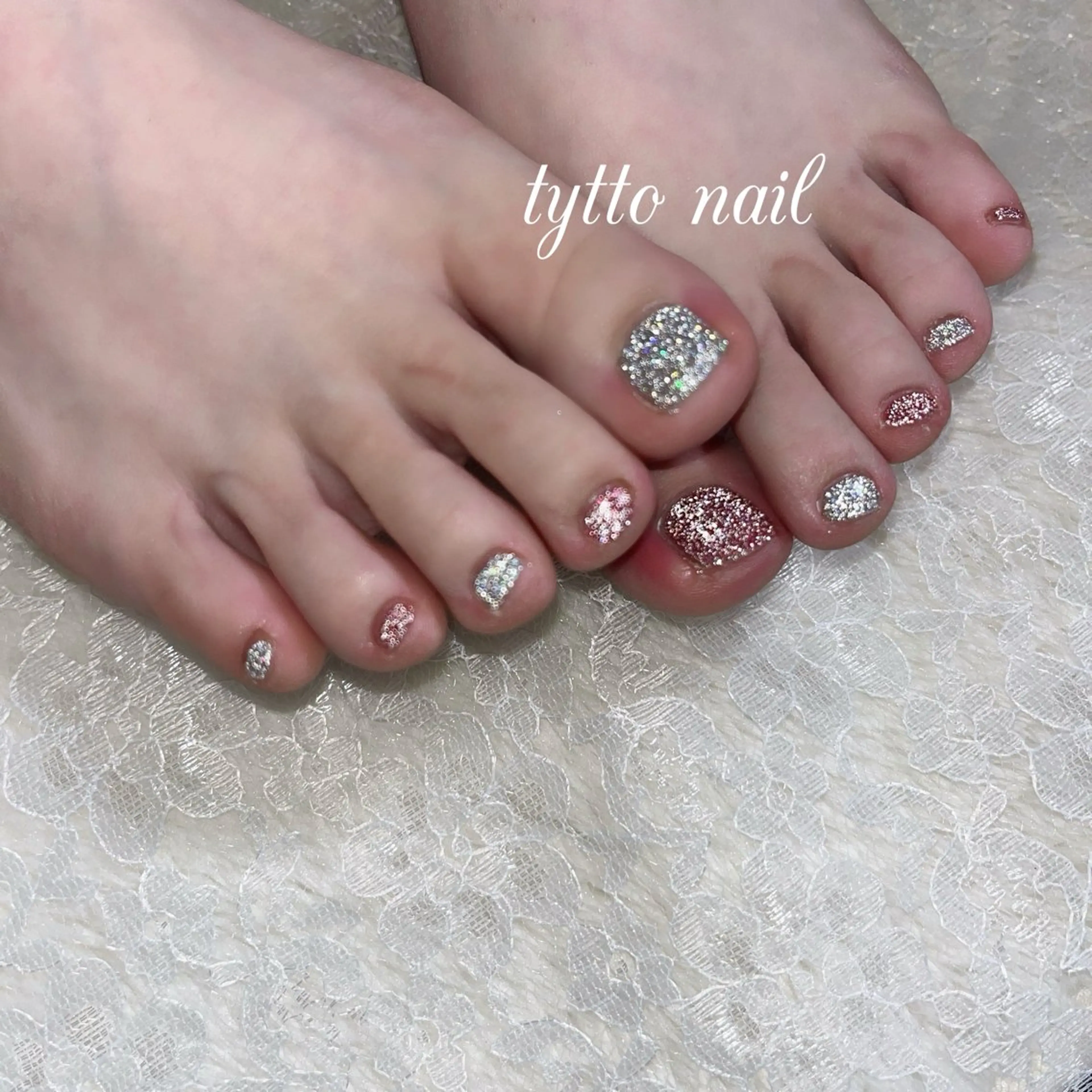 ネイル アートネイル フラッシュネイル フットネイル キラキラネイル ラメ(グリッター) tytto nail ❤︎‪‪eri‪‪のネイルデザイン